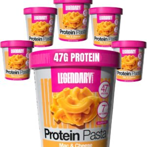 Legendary Foods 47g High Protein Easy Mac and Cheese Cups – Low Carb Diet and High Fiber Pasta – 7g Net Carbs, Microwave Instant Macaroni Cup, Post-workout Quick Meal, Gluten Free Keto Pasta 6 Pack
