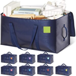 Heavy Duty Moving Bags Extra Large, Premium Storage Bags with Durable Zippers, Reinforced Handles, Moving Supplies for Clothes, Bedding, College Dorm Essentials, 8 Pack Blue