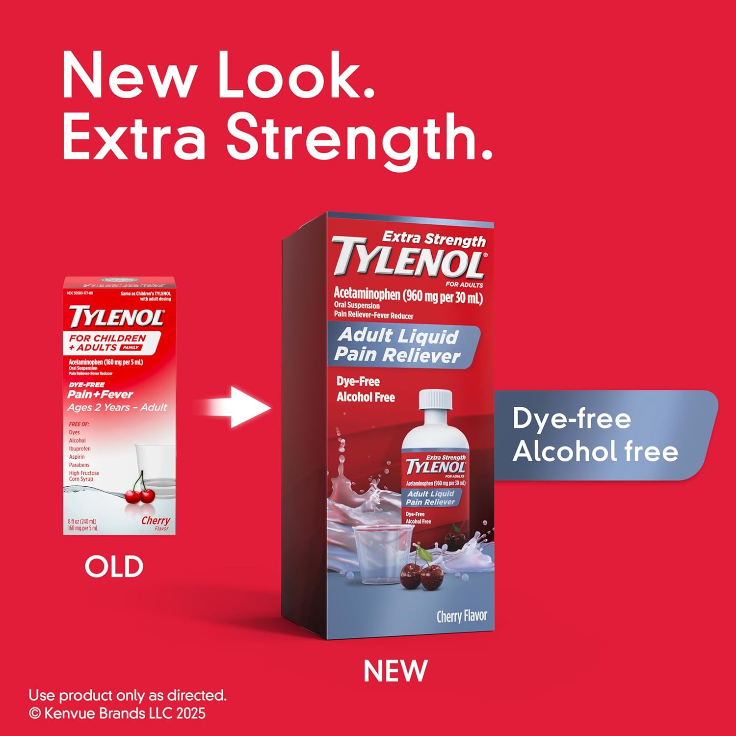 Tylenol Adult Liquid Pain Reliever and Fever Reducer, Extra Strength Liquid Acetaminophen for Fast Pain Relief for Headaches & Other Minor Pain, Cherry Flavor, Dye & Alcohol Free, 8 fl. oz - Image 6