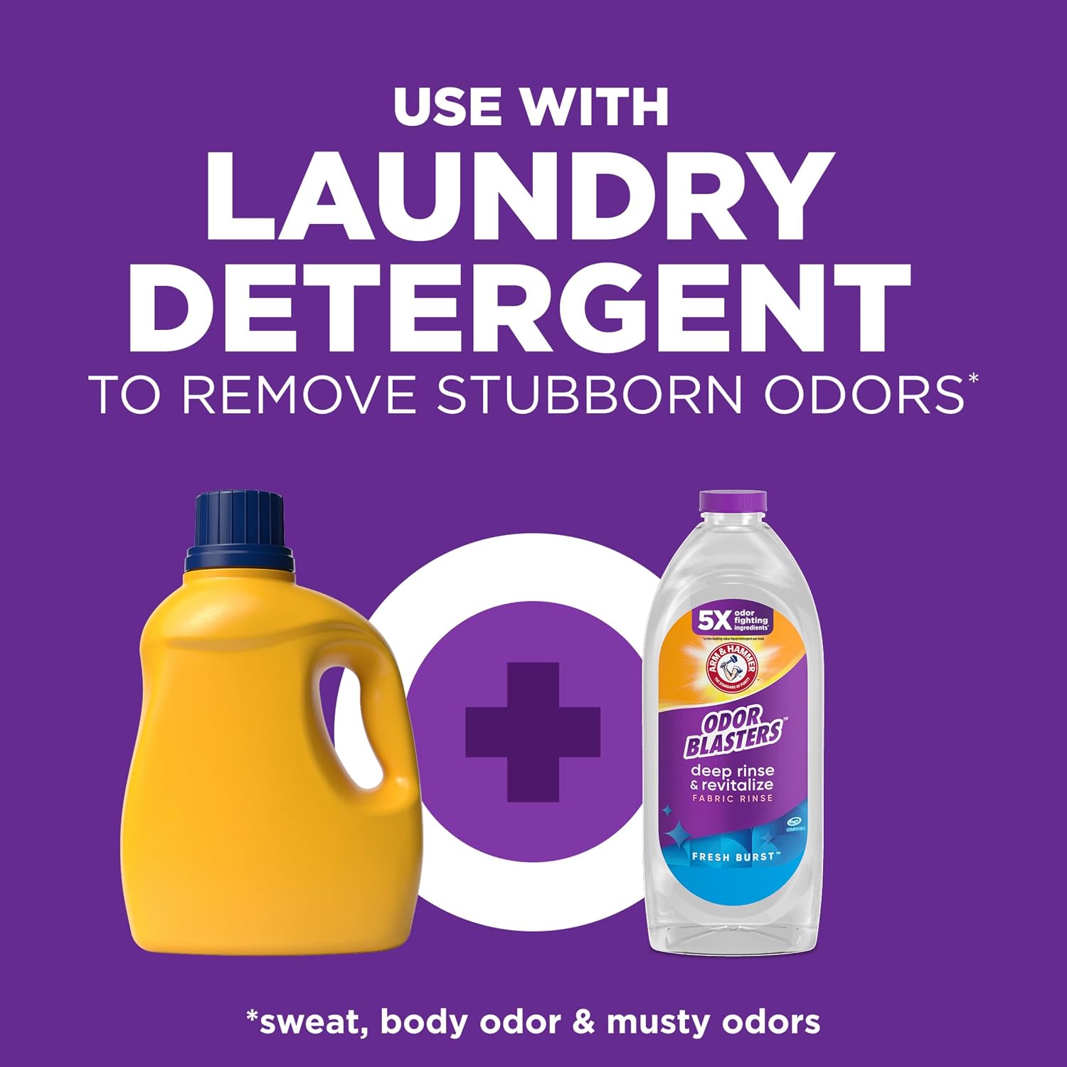 ARM & HAMMER Odor Blasters Deep Rinse and Revitalize Fabric Rinse, Laundry Additive, Eliminates Sweat and Musty Odors, Fresh Burst Scent, 50 fl oz - Image 7