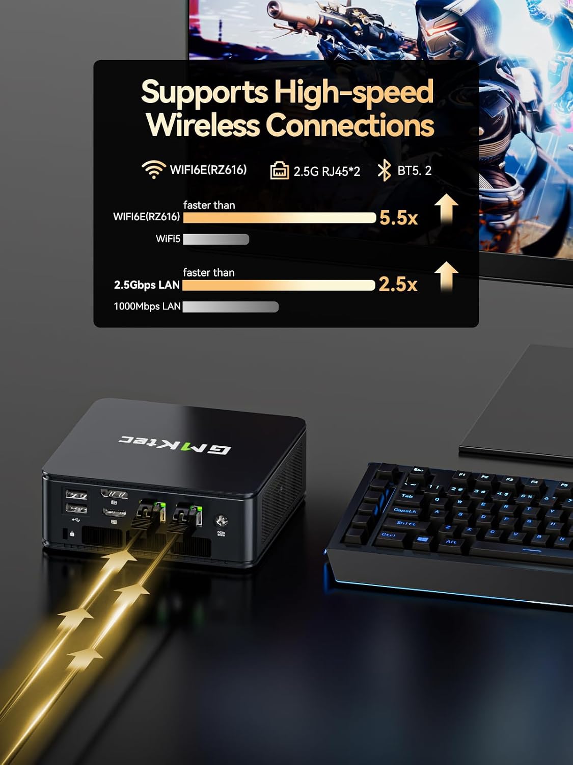 GMKtec Gaming Mini PC Ryzen 7640HS (Beats 6800H/6800U) 16GB DDR5 512GB NVMe SSD Dual NIC LAN 2.5GbE /WiFi 6E BT5.2 /USB4 Desktop Computers Office Home M6 Ultra - Image 7