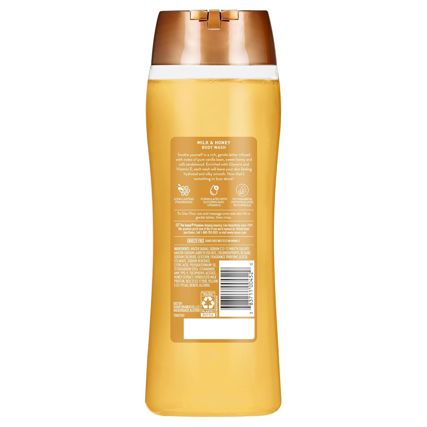Suave Moisturizing Body Wash, with Milk & Honey and Vitamin E Extract, No Parabens, No Phtahaltes, 18 Oz Pack of 6 - Image 7