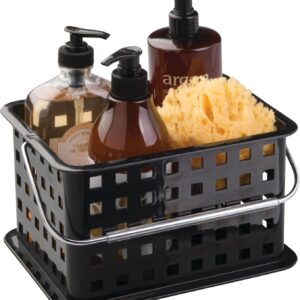 iDesign Plastic Shower Caddy Basket with Handle for Bathroom or College Dorm – Black – Made in USA