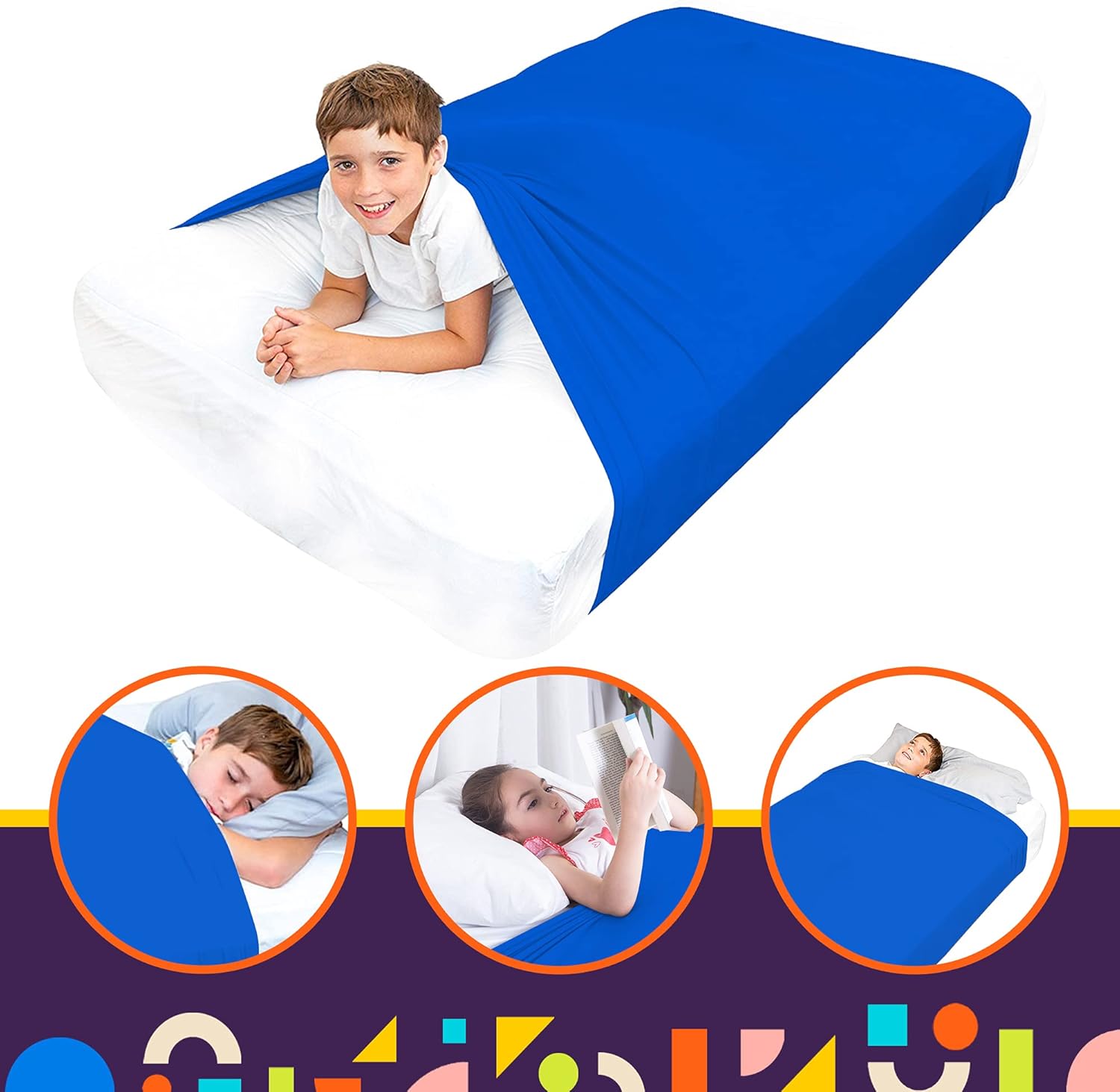 Special Supplies Sensory Bed Sheet for Kids Compression Alternative to Weighted Blankets - Breathable, Stretchy - Cool, Comfortable Sleeping Bedding -Blue (Twin) - Image 8