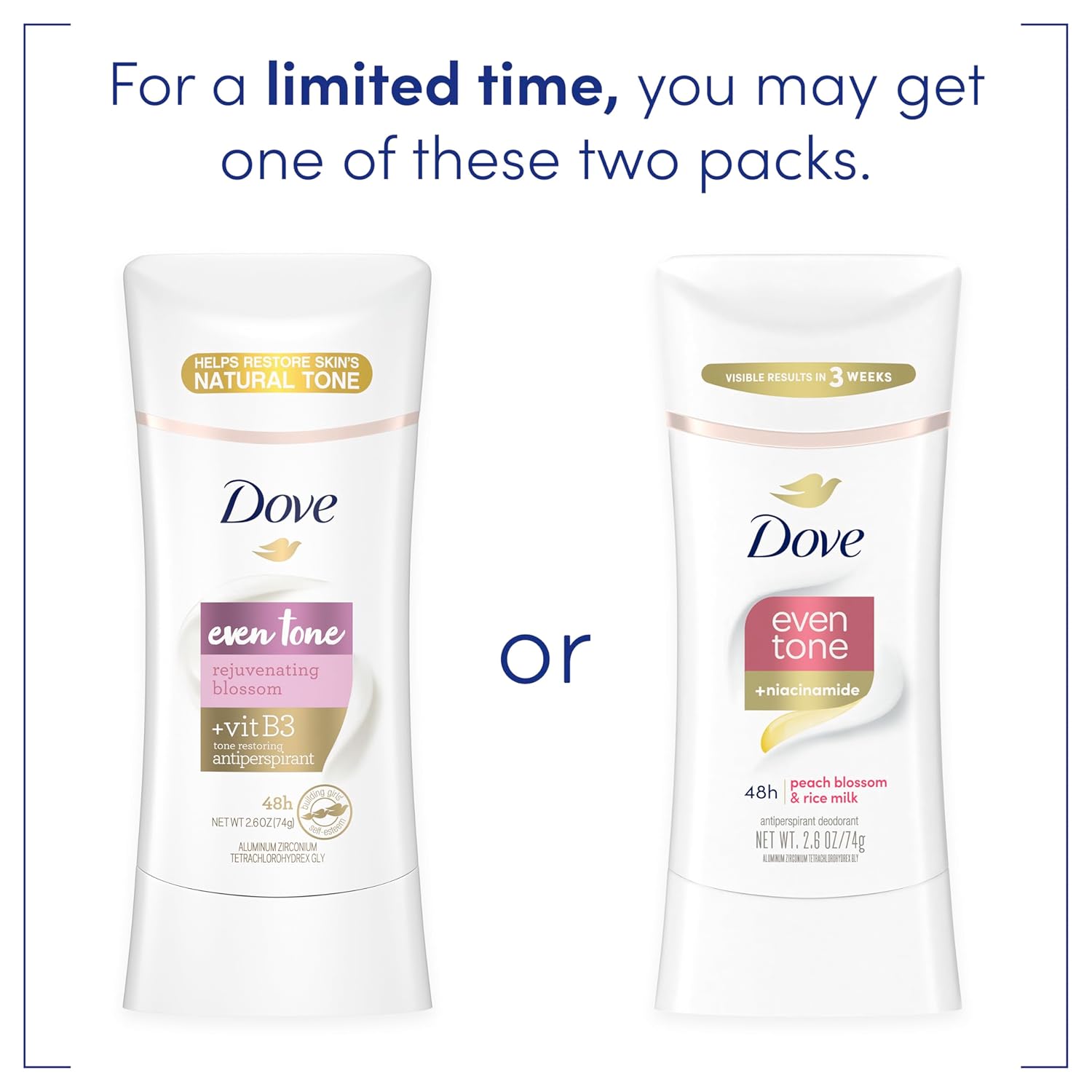Dove Even Tone Antiperspirant Deodorant Stick Peach Blossom & Rice Milk 3 Count 2.6 oz - Image 7