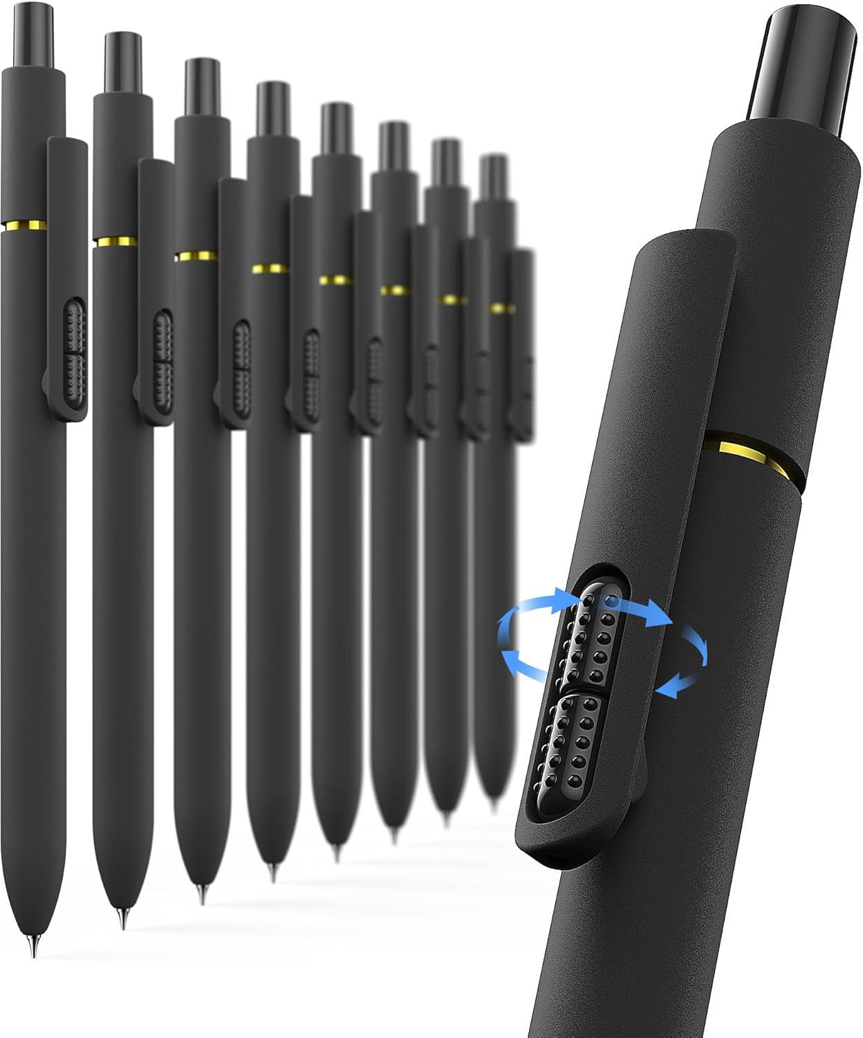Hiacry 8 Pcs Gel Pens - 0.7mm Fine Point Smooth Writing Black Ink, Quick-Dry Long Lasting Fidge Pens, School & Office Supplies for Men Women (8 Count, Black Ink) - Image 2