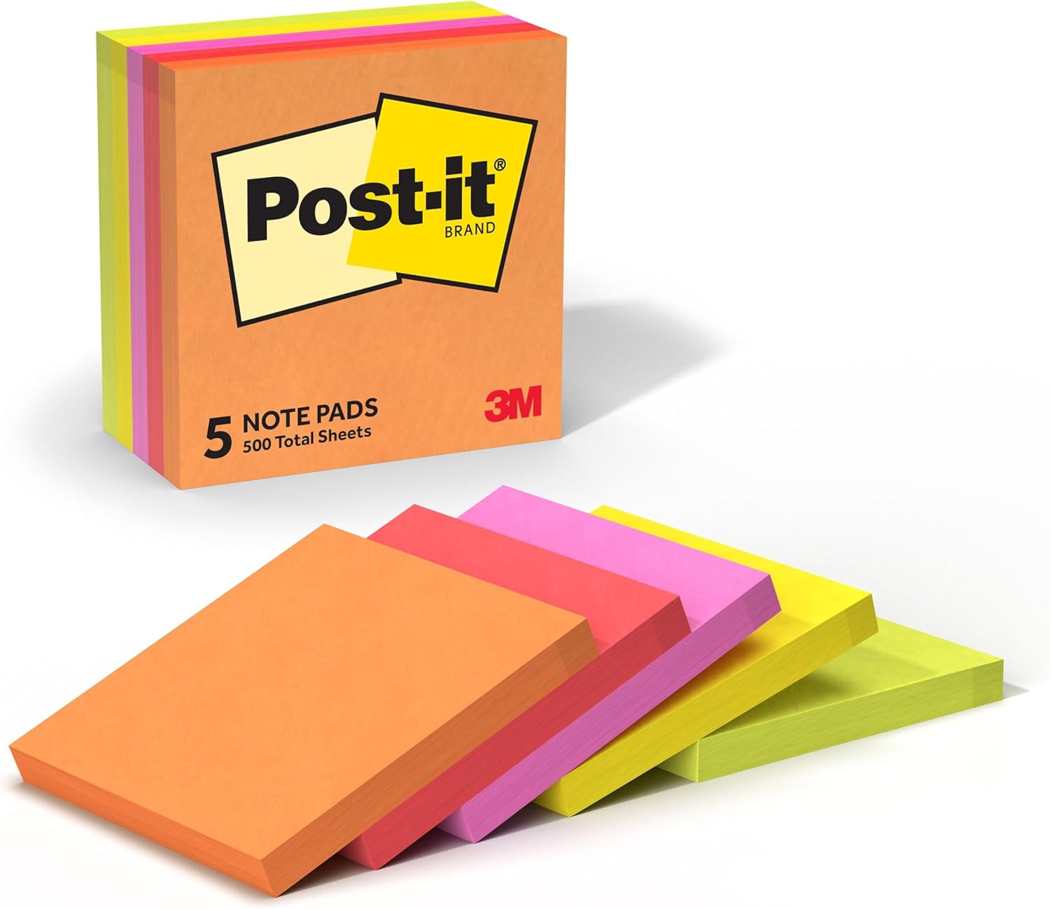 Post-it Notes, 5 Sticky Notes Pads, 3 x 3 in., School Supplies and Office Supplies, Sunburst Collection - Image 2