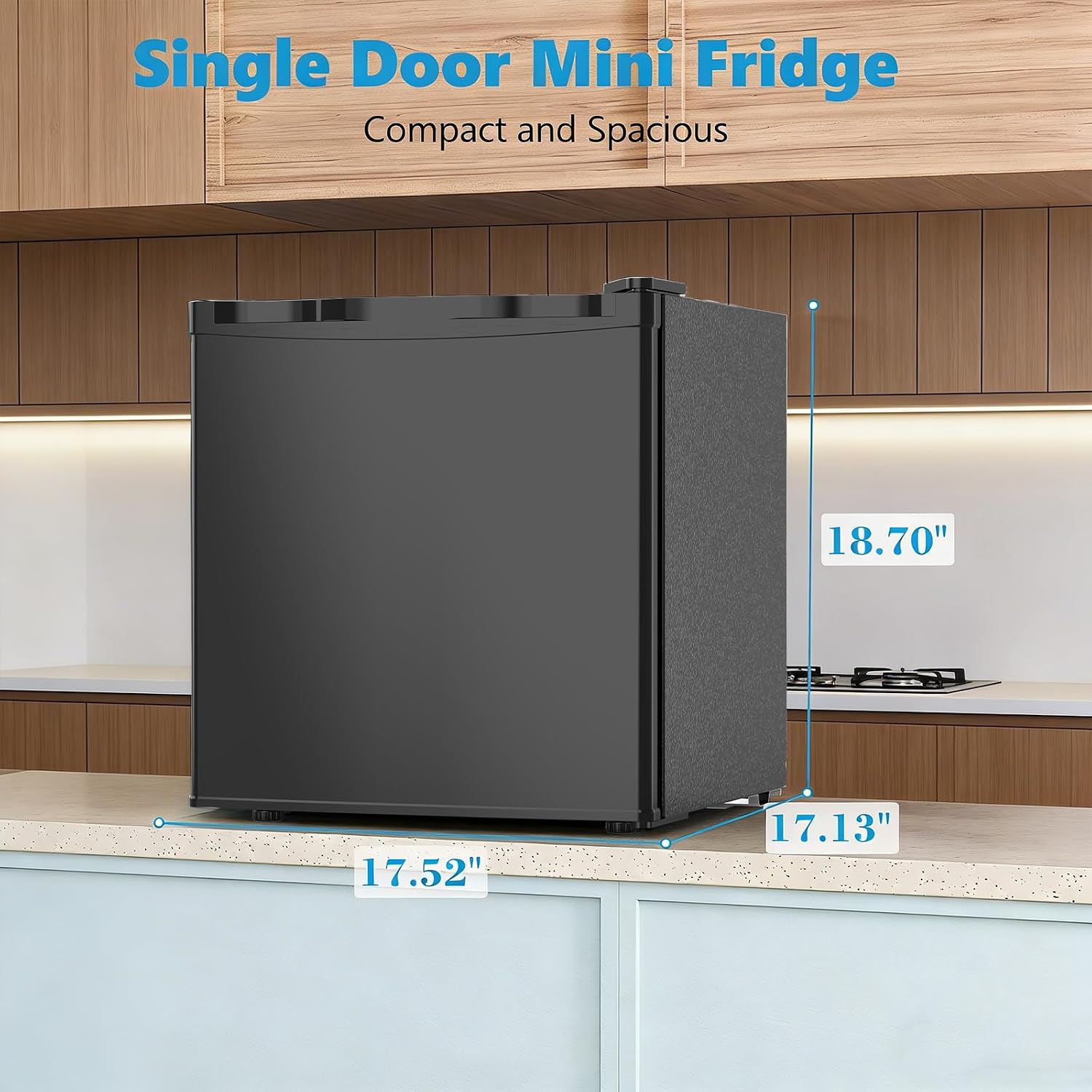 Antarctic Star Mini Fridge with Freezer, Rated 1.6 cu.ft, Small Upright Refrigerator with Removable Shelves, 7 Adjustable Thermostat, Low Noise for Bedroom/Apartment/Office, - Image 8