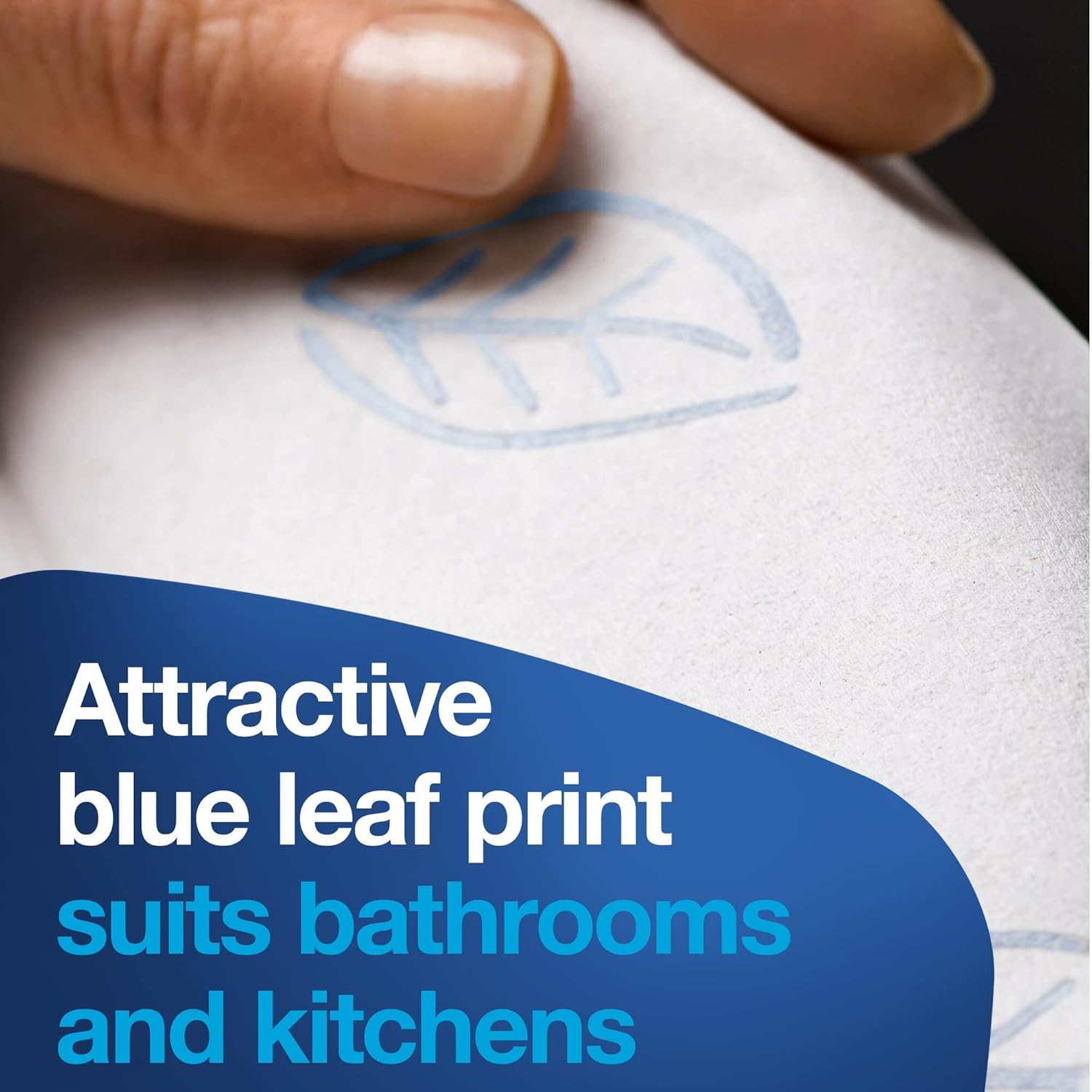 Tork Extra Soft Multifold Hand Towels White with Blue Leaf Print, H2 Dispenser Compatible 16 Packs x 94 Towels (101298) - Image 4