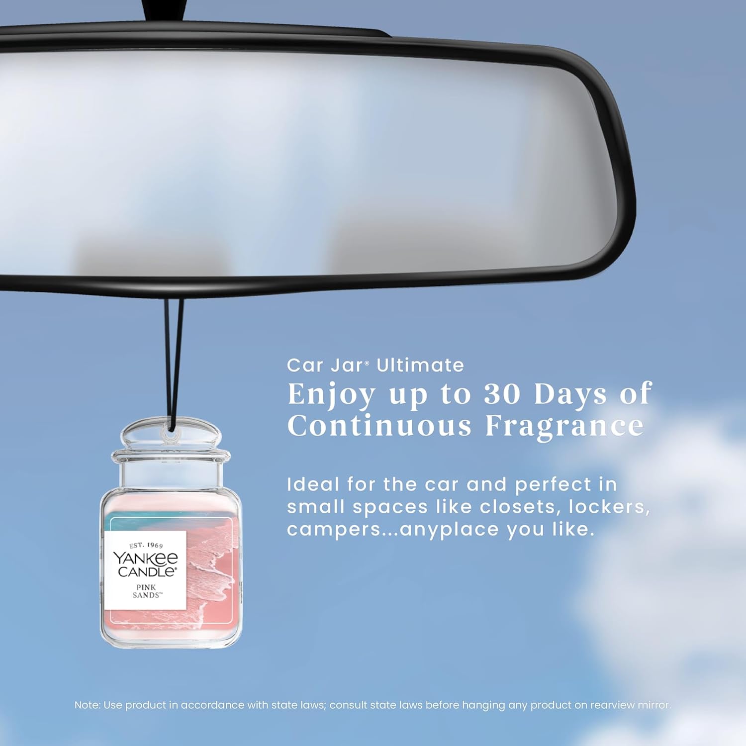 Yankee Candle Car Jar Ultimate Hanging Air Freshener, Pink Sands, Up to 30 Days Odor Neutralization - Image 3