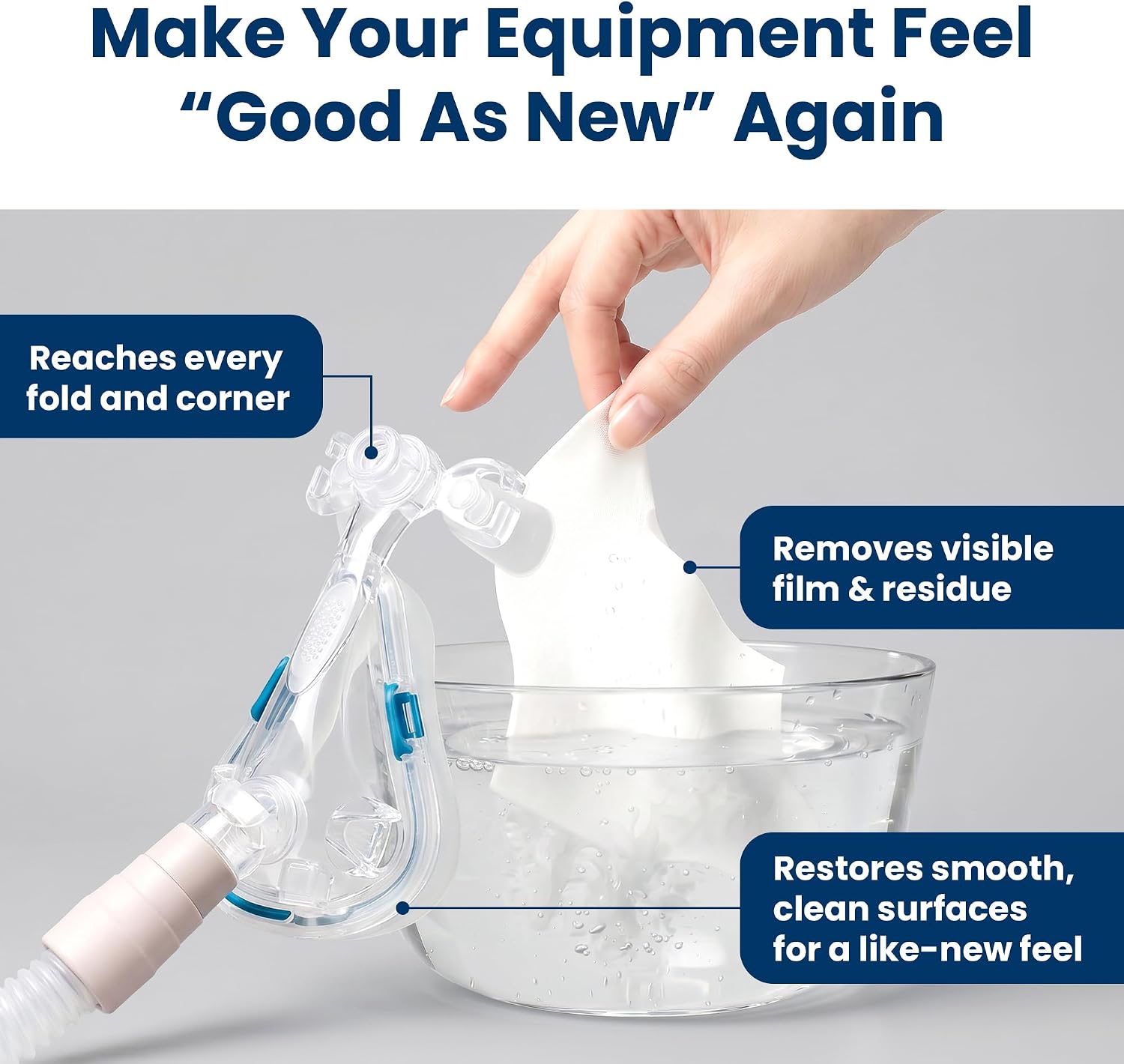 CPAP Cleaning Sheets Ultra - for Heavy Buildup & Stubborn Residue on Mask, Tubing & Chamber | Dissolvable CPAP Cleaning Supplies, Unscented, Soak & Rinse, No Scrubbing, No Residue, 30 PCS - Image 7