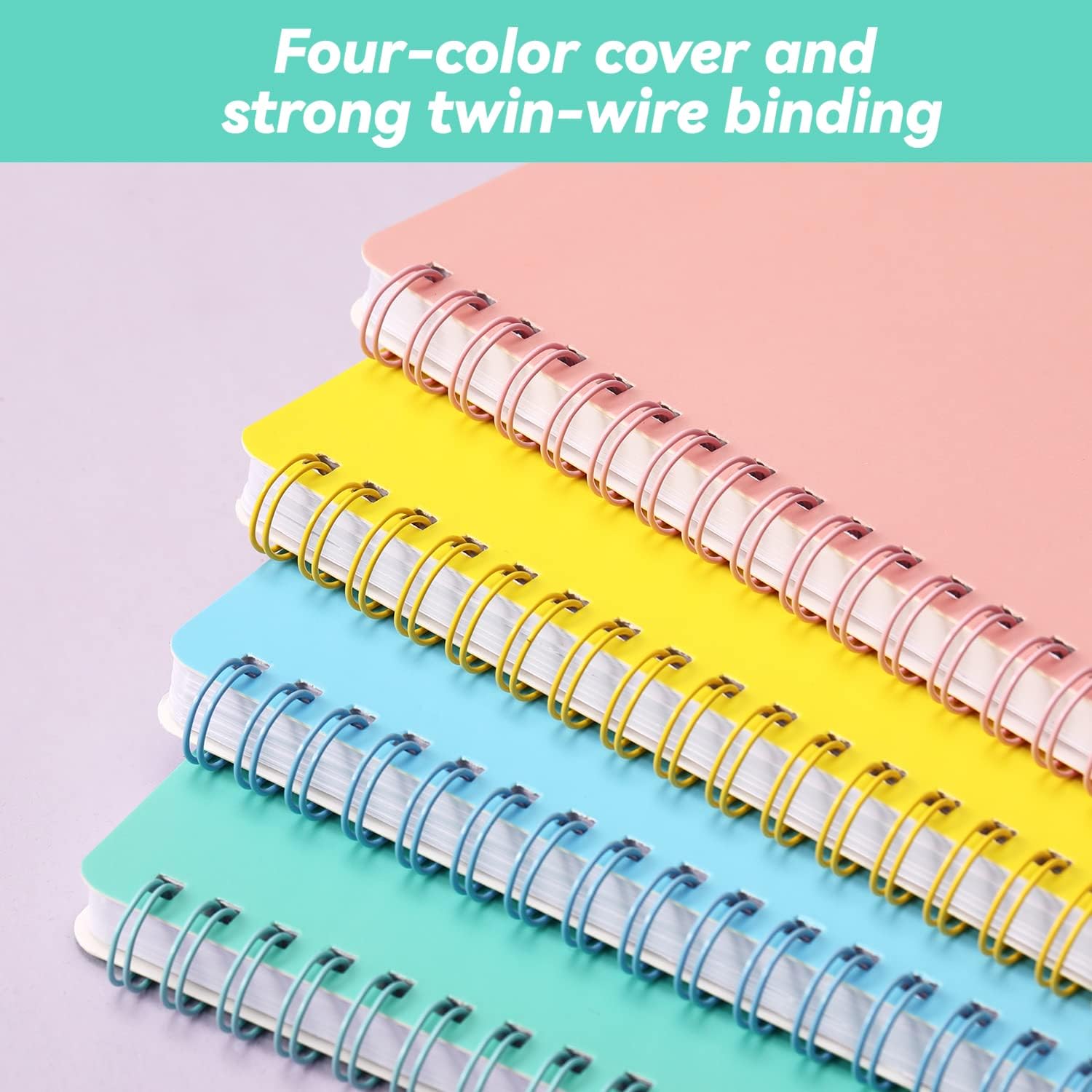 Urneeds Spiral Notebook - 4 Pack Spiral Notebook, 5.6'' x 8.25'', 80 Sheets / 160 Pages, with Twin-Wire Binding, College Ruled Notebooks with 4 Colors - Image 4