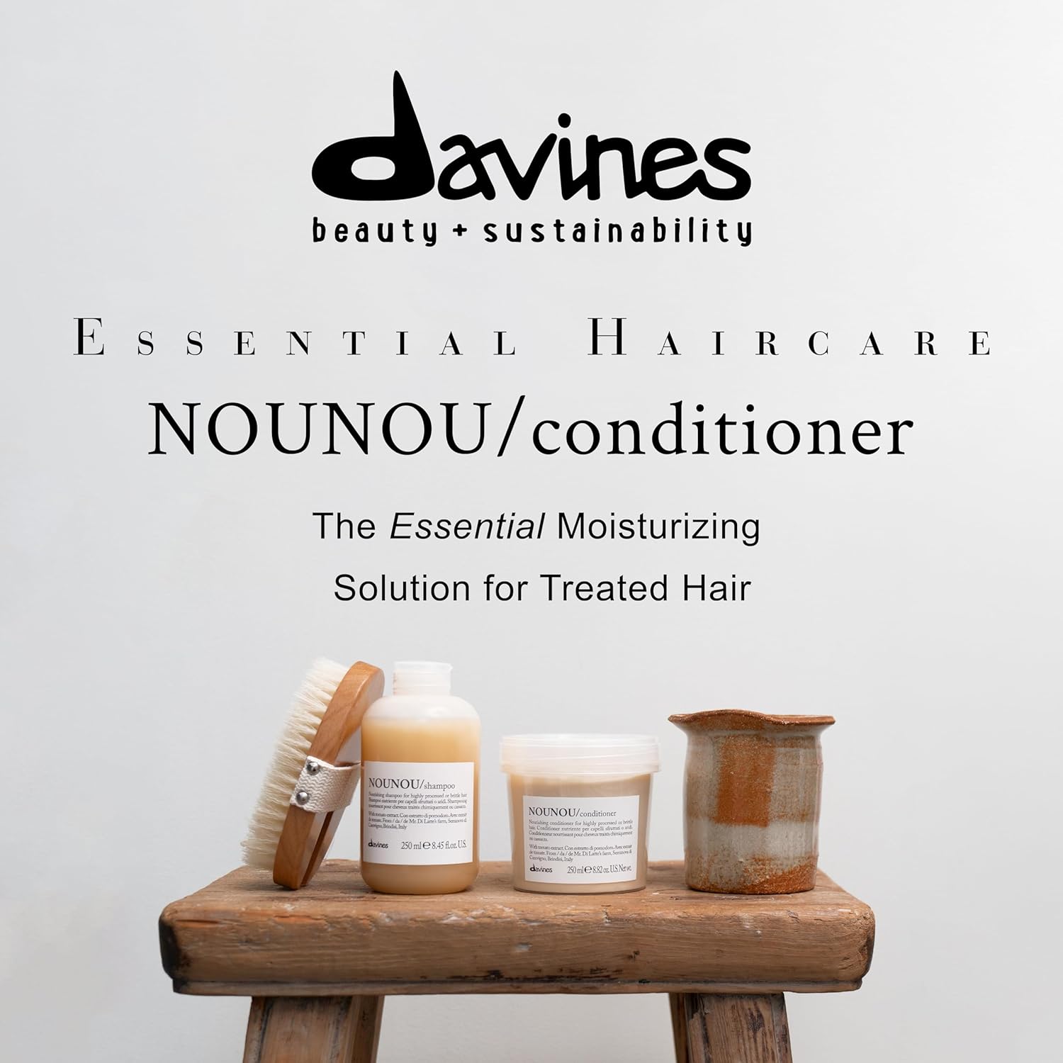 Davines NOUNOU/Conditioner, Nourishing & Repairing Formula for Damaged, Processed or Brittle Hair - Restores Body & Shine with Lupin - Untangles & Softens Chemically Treated Hair - Image 4