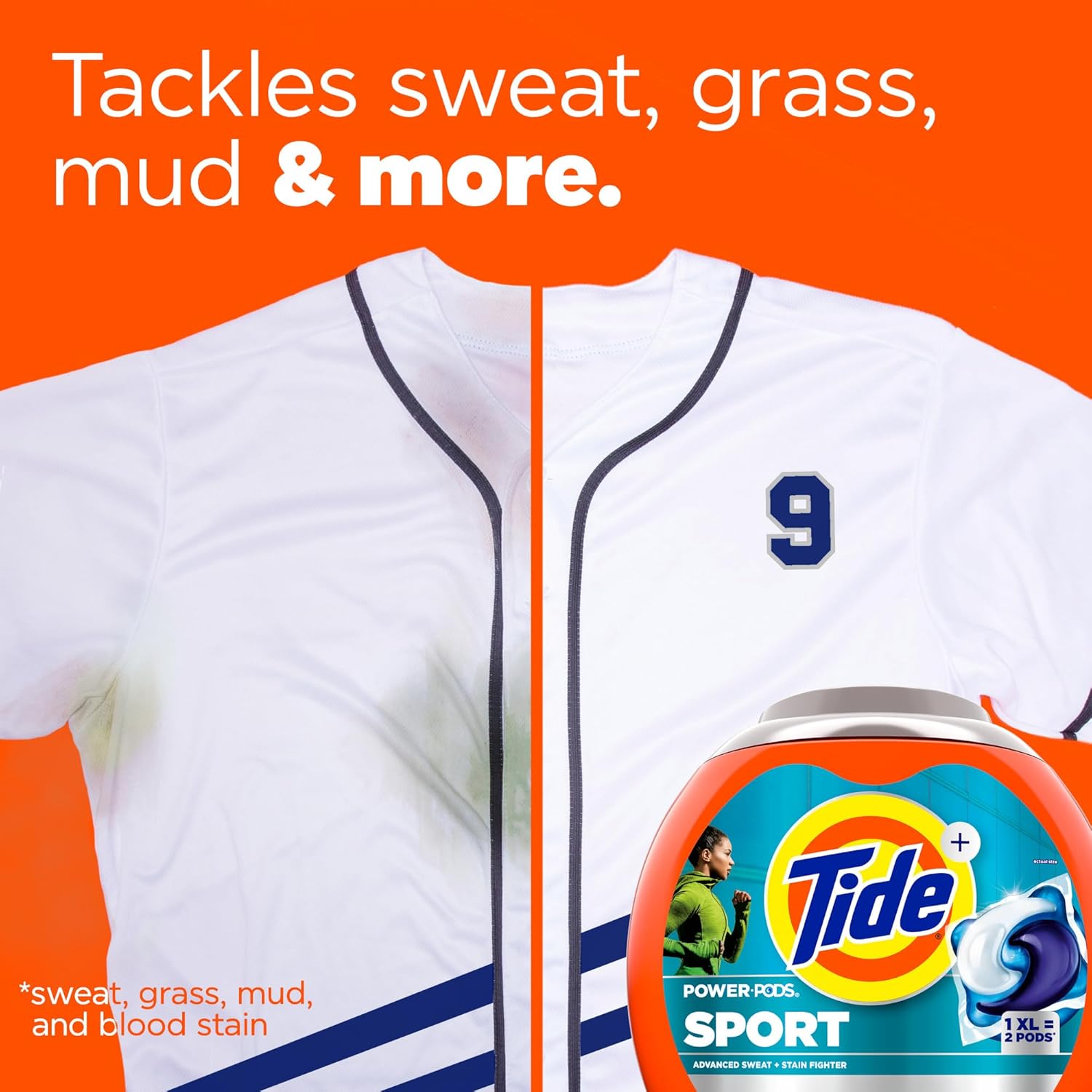 Tide Power Pods Sport Laundry Detergent Pacs, 45 Count, Advanced Sweat + Stain Fighter - Image 4