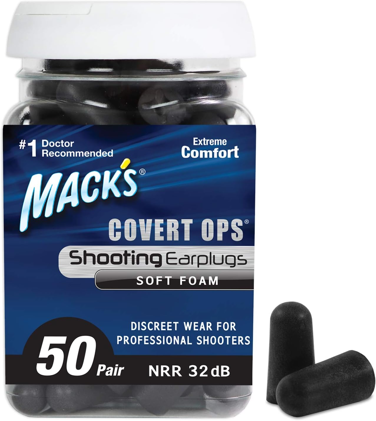 Mack's Covert Ops Soft Foam Shooting Ear Plugs, 50 Pair - 32 dB High NRR, 37dB SNR - Comfortable Earplugs for Hunting, Tactical, Target, Skeet and Trap Shooting - Image 2