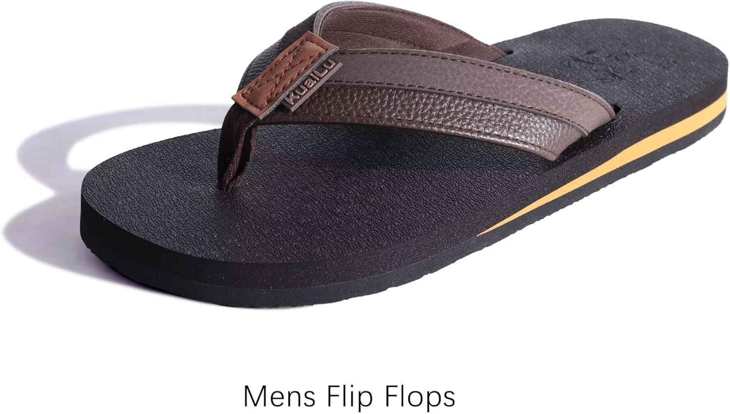 KuaiLu Men's Yoga Mat Leather Flip Flops with Arch Support Comfortable Cushion Walking Thong Sandals Slip On Indoor Outdoor - Image 8