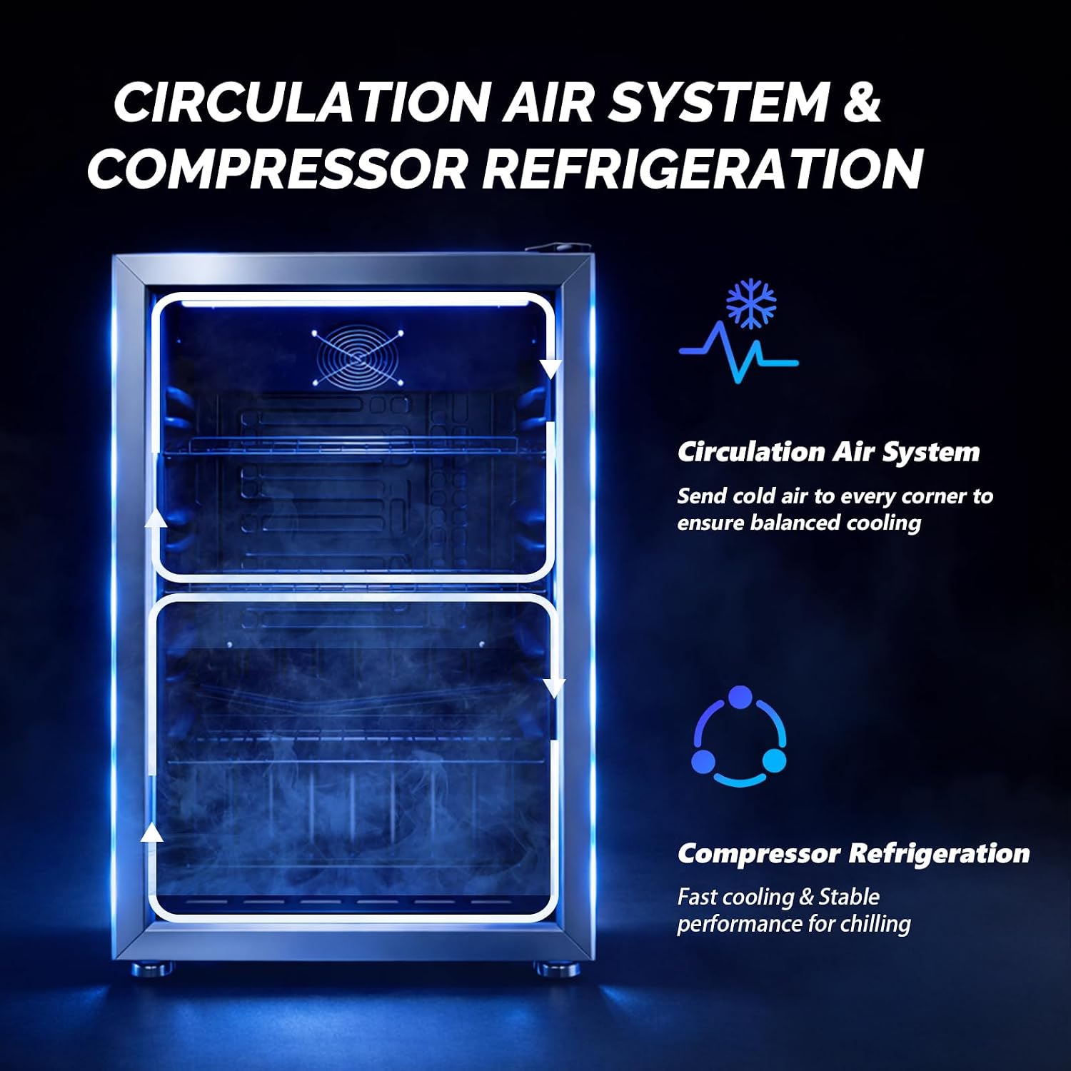 ROVSUN 3.3 Cu.Ft. Beverage Cooler Refrigerator, Mini Cooler with Removable Shelves, 32-50°F Temperature Adjustable Fridge for Soda, Beer, Freestanding Small Fridge for Kitchen, Dorm, Office or Bar - Image 3