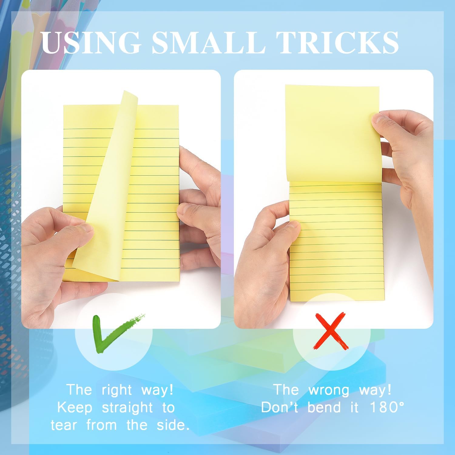 Early Buy 6 Pads Lined Sticky Notes with Lines 4x6 Self-Stick Notes Bright Color Sticky Notes, 45 Sheets/Pad (Yellow) - Image 4