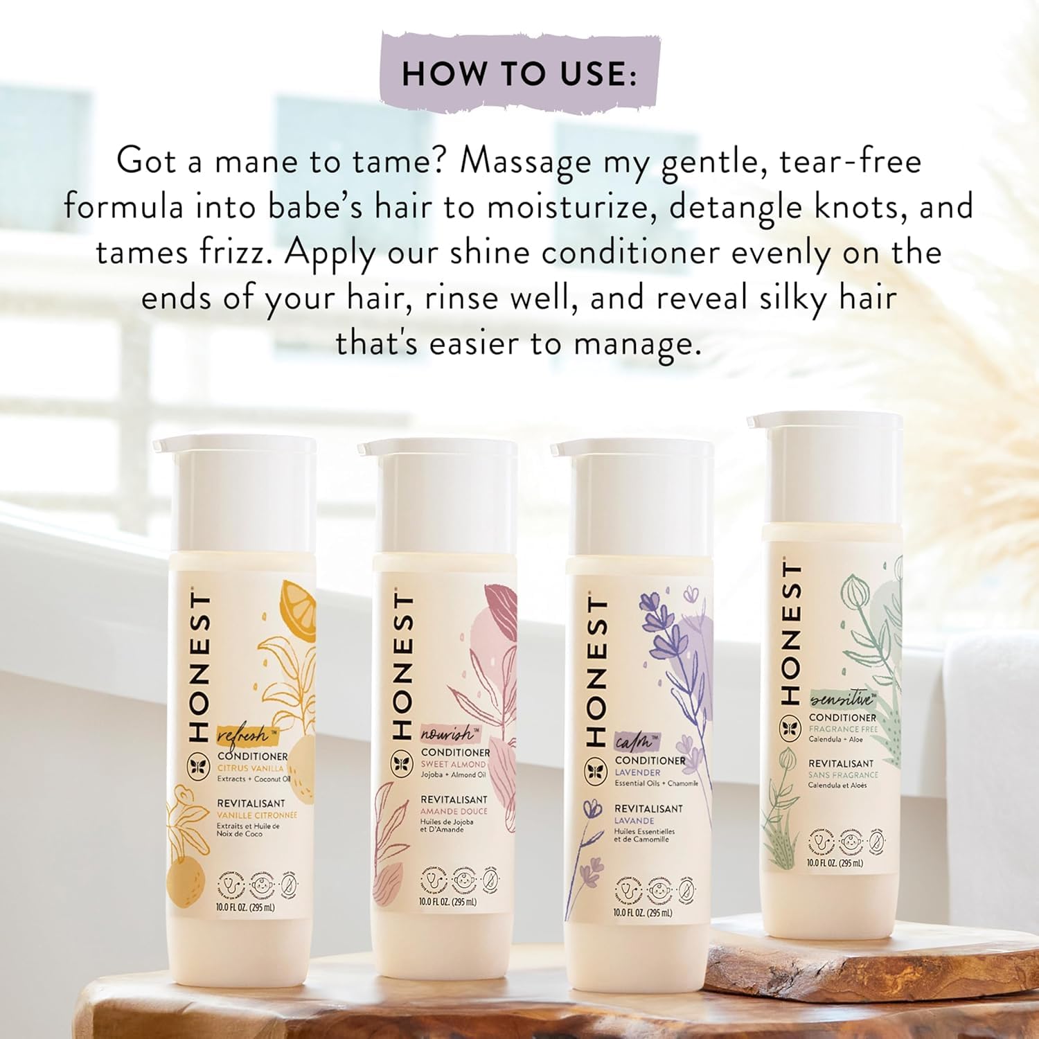 The Honest Company Silicone-Free Conditioner, Gentle Tear-Free Hypoallergenic Baby Hair Care with Naturally Derived Ingredients Lavender Calm 10 fl oz - Image 7