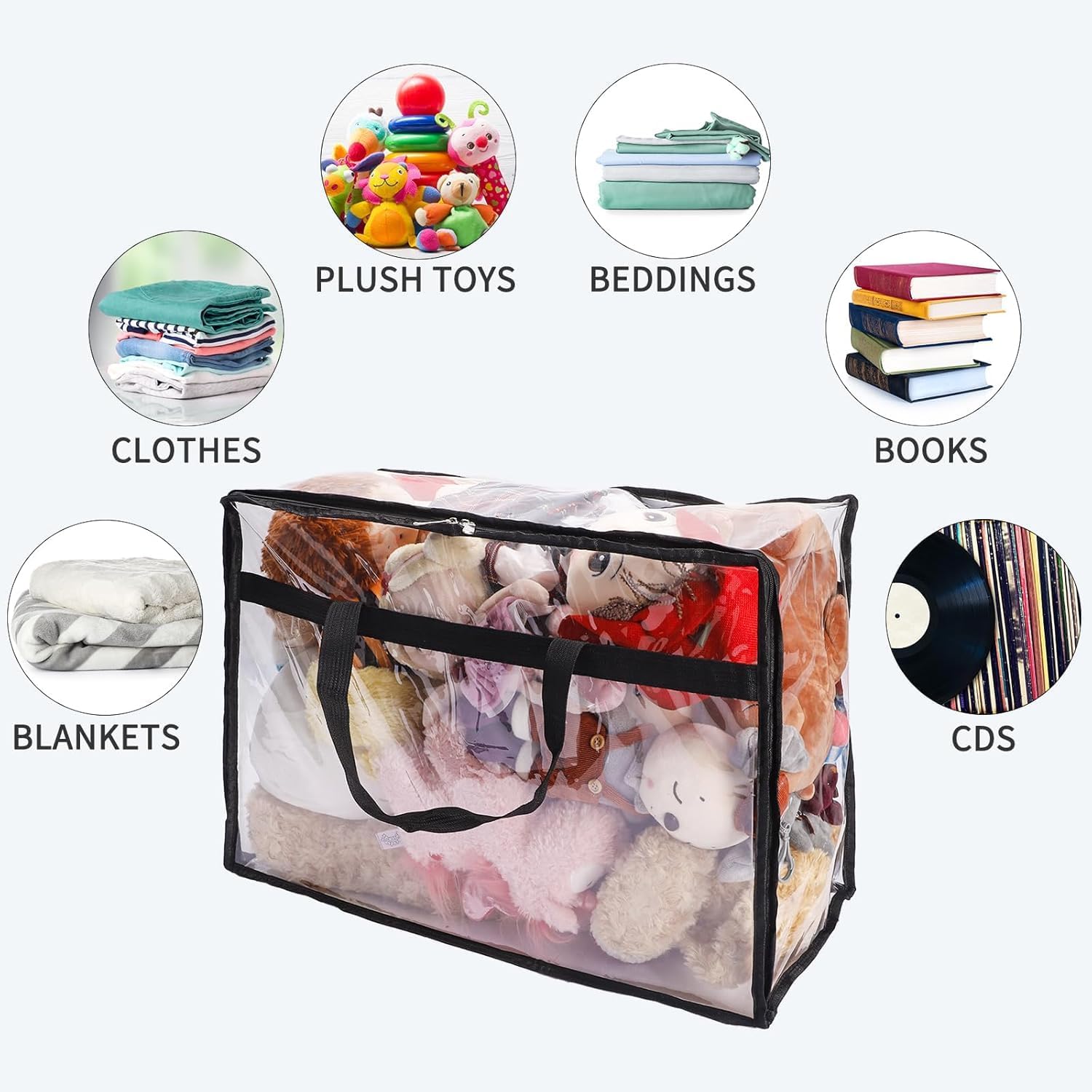 Storage Bag Zipper & Handles, Sturdy & Durable Cloth Storage Bags totes for storage Bins 60L Extra Large Plastic Moving Closet Organizer (4pcs) - Image 7