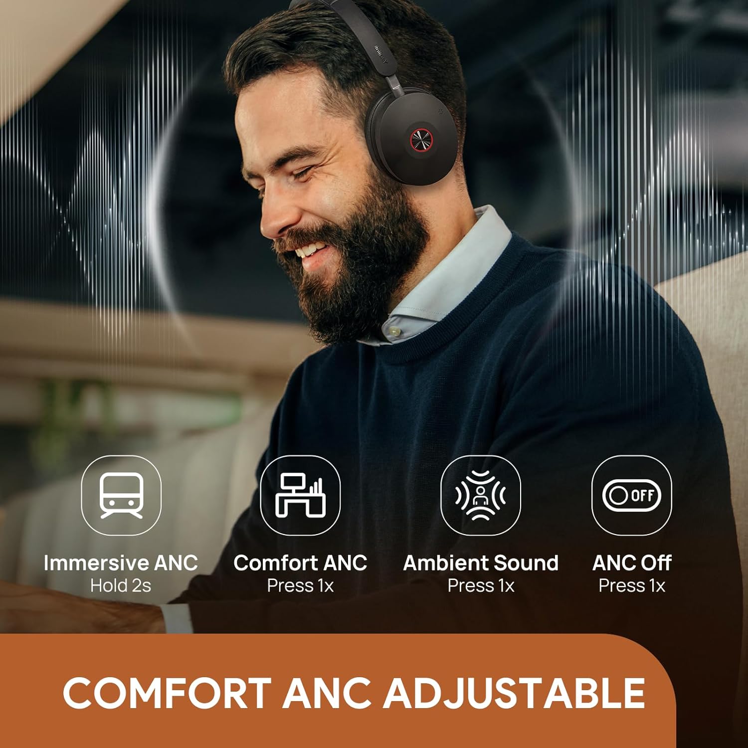 Yealink BH74 ANC Wireless Headset with Mic for Work, Bluetooth Headset Noise Cancelling with 6 AI Microphone,32H Battery Life & Mute Button,Microsoft Teams Premium Open Office Certified,UC Compatible - Image 3