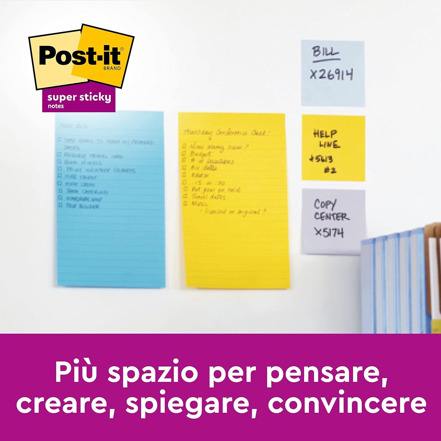 Post-it Super Sticky Notes, 8" x 6", Energy Boost Collection, 45 Sheet/Pad, 4 Pads/Pack (6845SSP) - Image 3