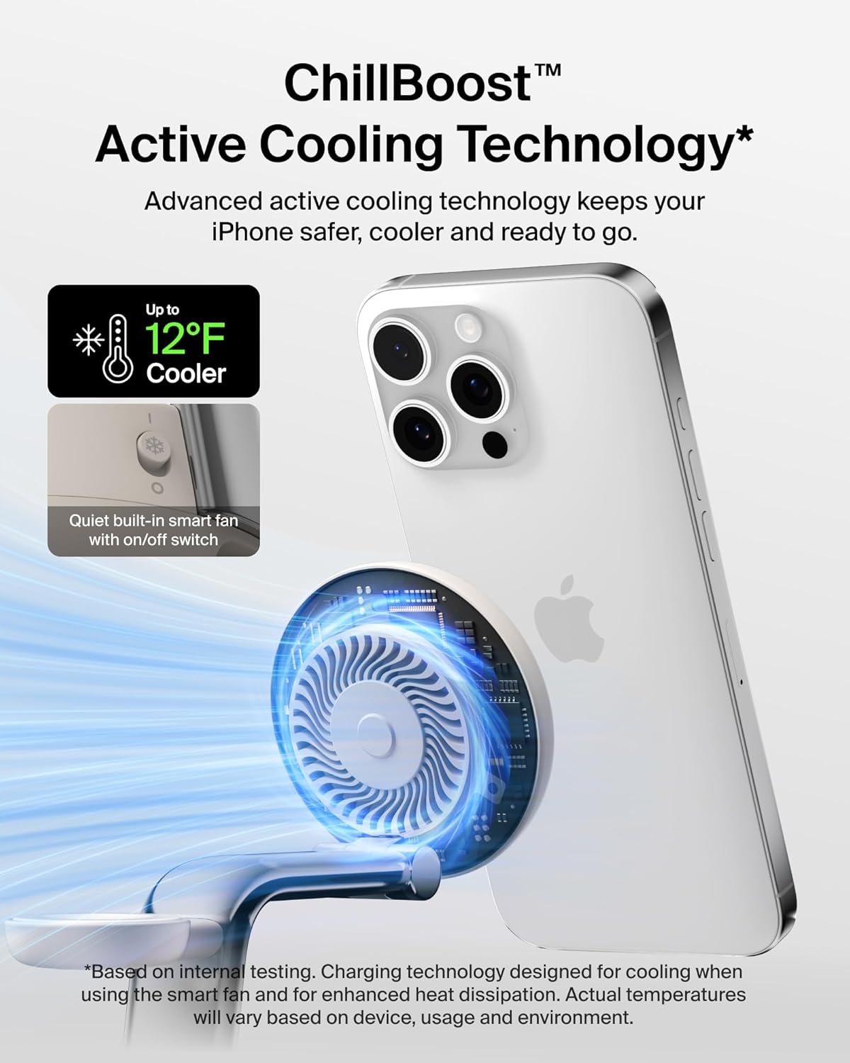 Belkin MagSafe Charger Compatible, 3-in-1 Charging Station, Qi2.2 25W w/Cooling Fan (On/Off Control) Magnetic Wireless Charger for iPhone 17, Apple Watch, AirPods, Pixel 10 (45W Adapter Included) - Image 4