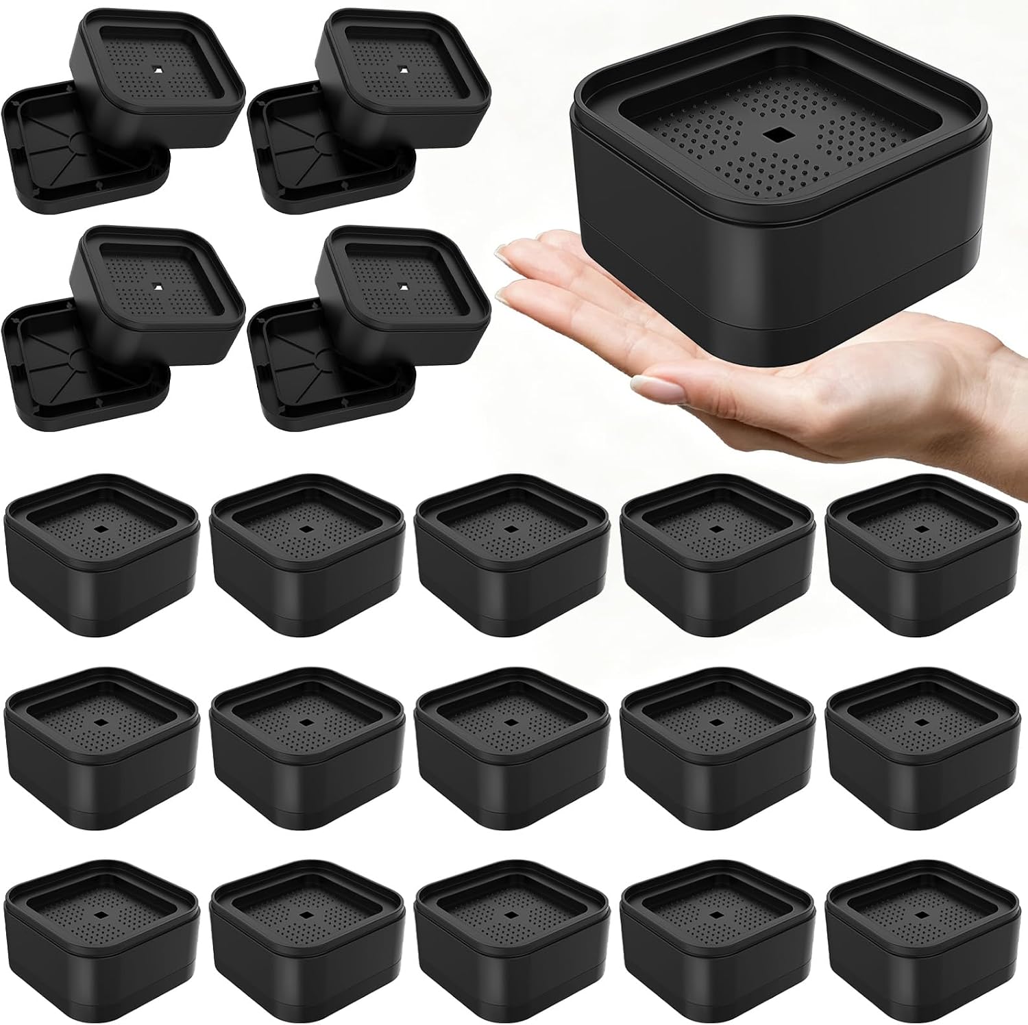Furniture Risers Adjustable Bed Risers Desk Leg Risers,Lifts Height 1.38",Square Furniture Raising Risers for Table Leg/Desk/Chair/Couch/Sofa -20 Packs - Image 2