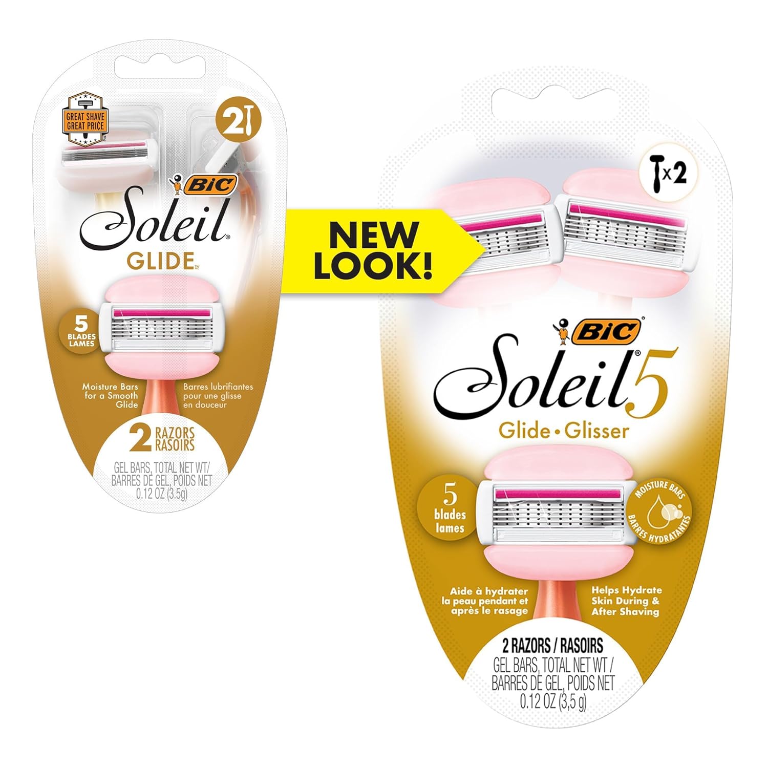 BIC Soleil 5 Glide Women's Disposable 5-Blade Razors, Smooth Glide With Shea Butter Moisture Bars, 2-Pack - Image 3