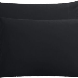 FLXXIE Pillow Cases Queen, Soft Microfiber Pillow Covers with Envelope Closure, Wrinkle Resistant Pillowcases, 2 Piece Set, 20×30, Black