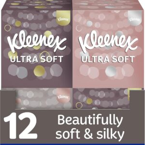 Kleenex Ultra Soft Facial Tissues – Pack of 12 Cube Tissue Boxes