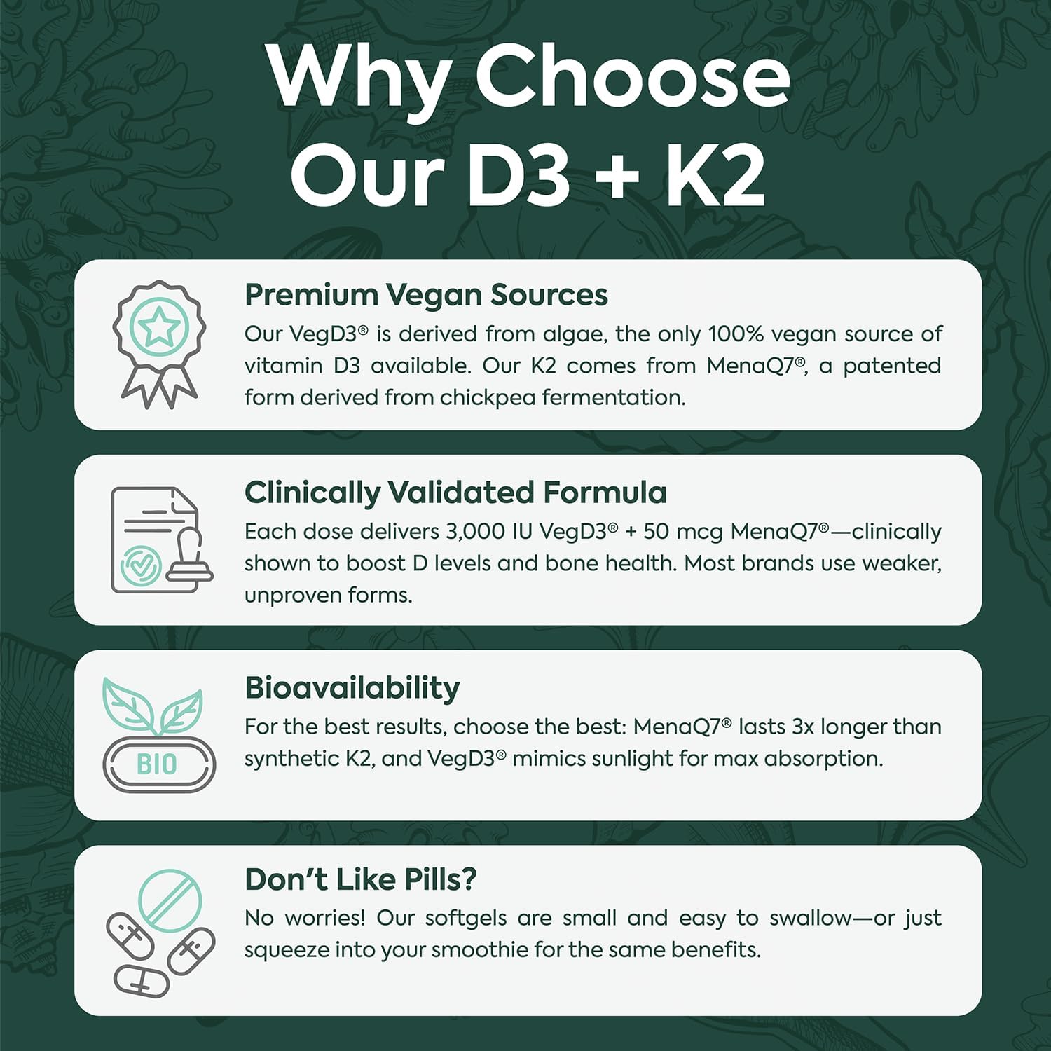 Organics Ocean Better D3 + K2-100% Organic VIT D3 and K2 Supplements with Maximum Bioavailability - Supports Bone Density, Calcium Balance, Immunity & Mood - 1-Pack, 30-Day Supply - Image 8