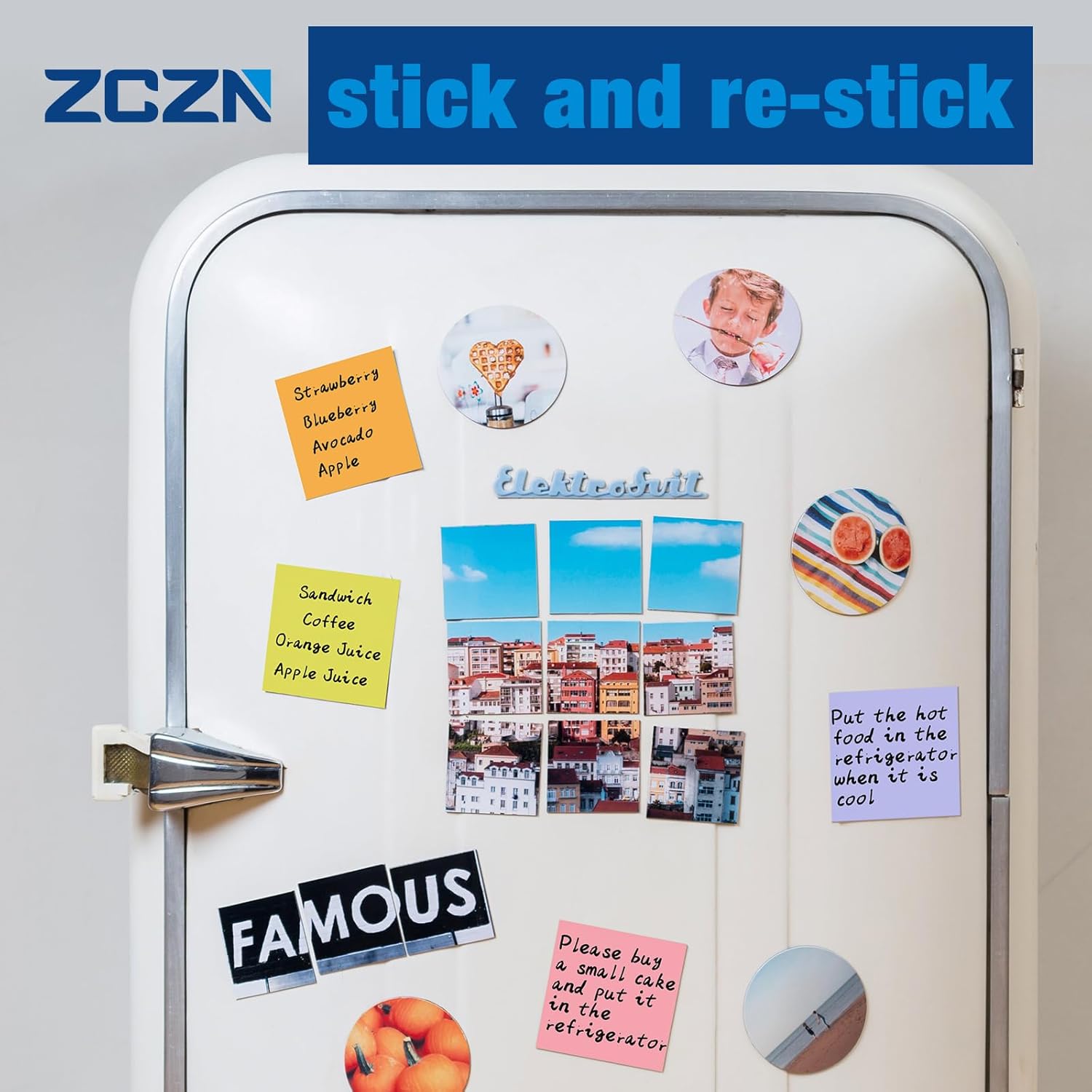 ZCZN 400 Sheets Pop-up Sticky Notes, 3 x 3 Inches, 4 Pads Bright Color Self-Stick Notes, 100 Sheets/Pad, White - Image 4