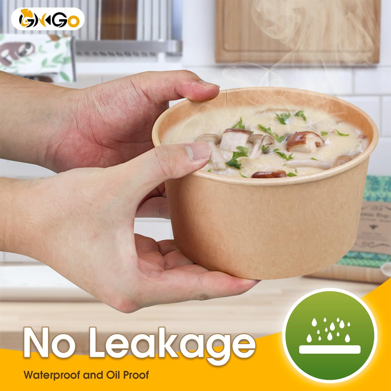 Ginkgo 90 Count 30 oz Extra Large Paper Bowls Leak Proof Disposable Hot Soup Bowls Bulk Large Salads Bowls, Heavy Duty Paper Bowls for Ice Cream, Hot Soup, Salad, Dessert, Cereals, Food - Image 3