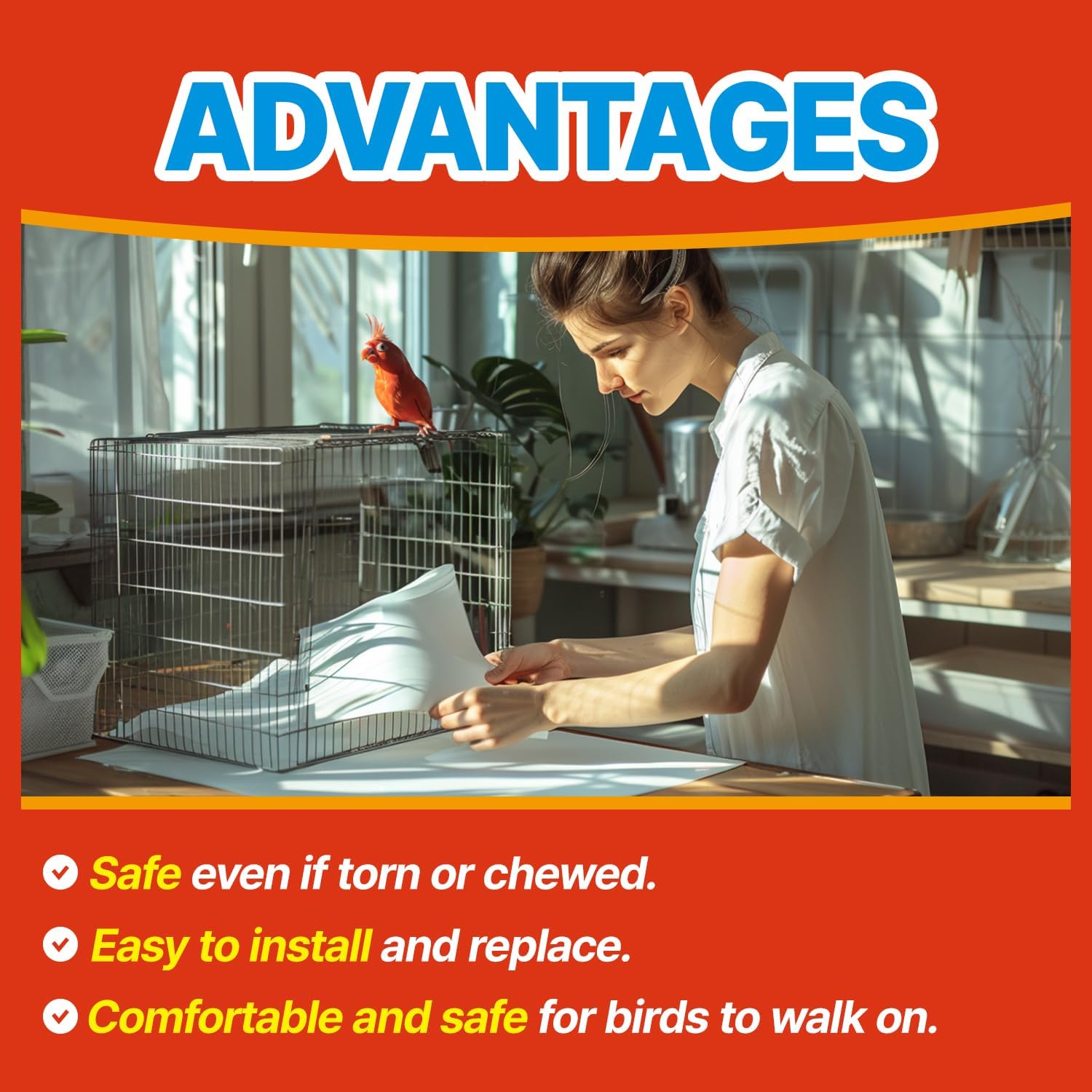 TORTO9 Cage Liner Sheets for Birds – 120 Pack, 31 x 21.5 in, 5.5 lb | Acid-Free & Non-Toxic Paper | Safe Pet Bedding, Craft Supply, Packing & Shipping Use - Image 3