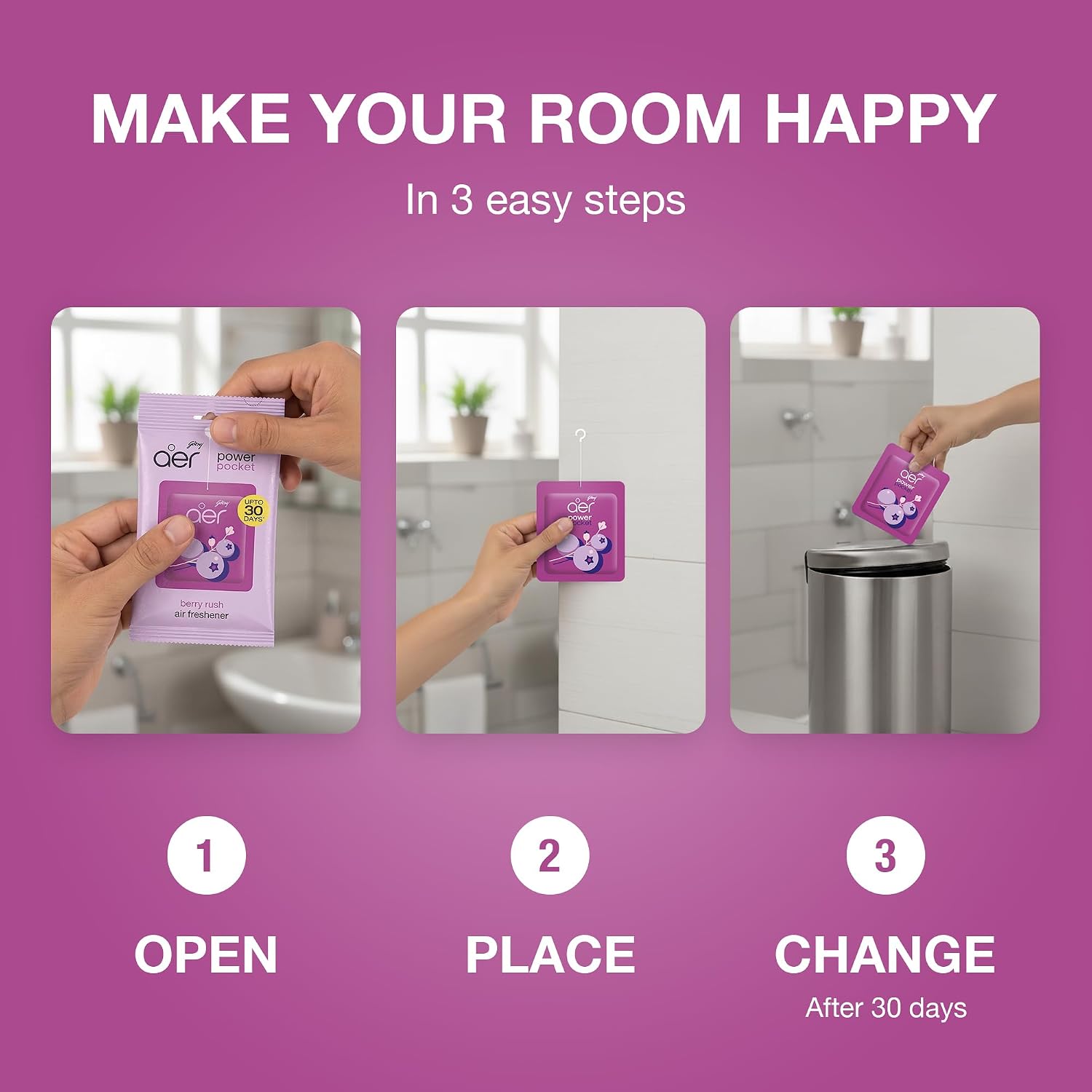 Godrej Aer Power Pocket Floral Delight Bathroom Fragrance 10 g, 6-Pack - Image 7