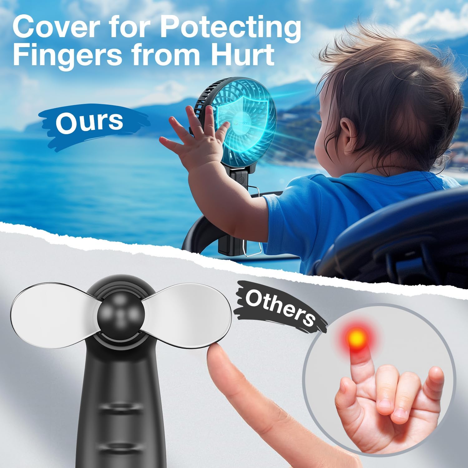 VersionTECH. Portable Handheld Fan, Powerful+Durable+4000mAh+180° Foldable, Mini Table Fans with USB Rechargeable Battery Operated Cooling Accessories for Personal Use, Travel, Office Black - Image 7