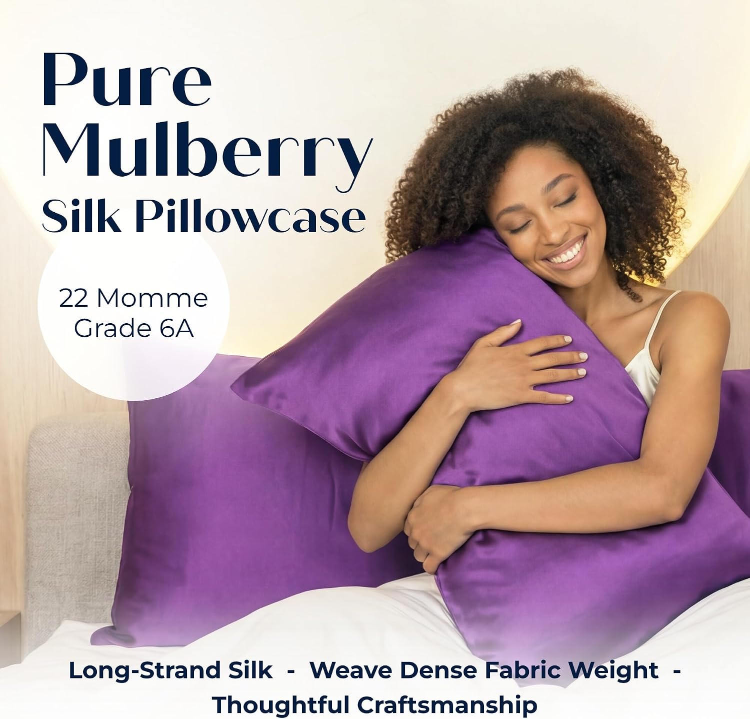 Mulberry Silk Pillowcase – Pure Silk Pillow Cover for Healthier Hair & Smoother Skin – Soft, Breathable and Temperature-Regulating, Luxurious Silk Case Colors Purple-S - Image 3