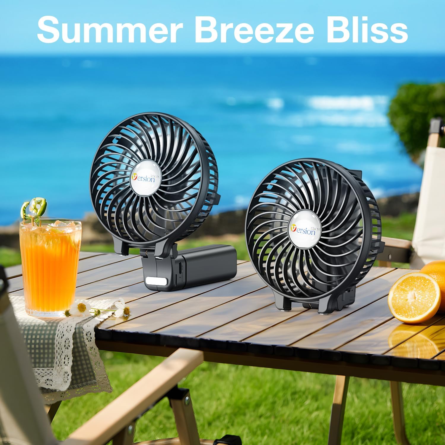 VersionTECH. Portable Handheld Fan, Powerful+Durable+4000mAh+180° Foldable, Mini Table Fans with USB Rechargeable Battery Operated Cooling Accessories for Personal Use, Travel, Office Black - Image 9