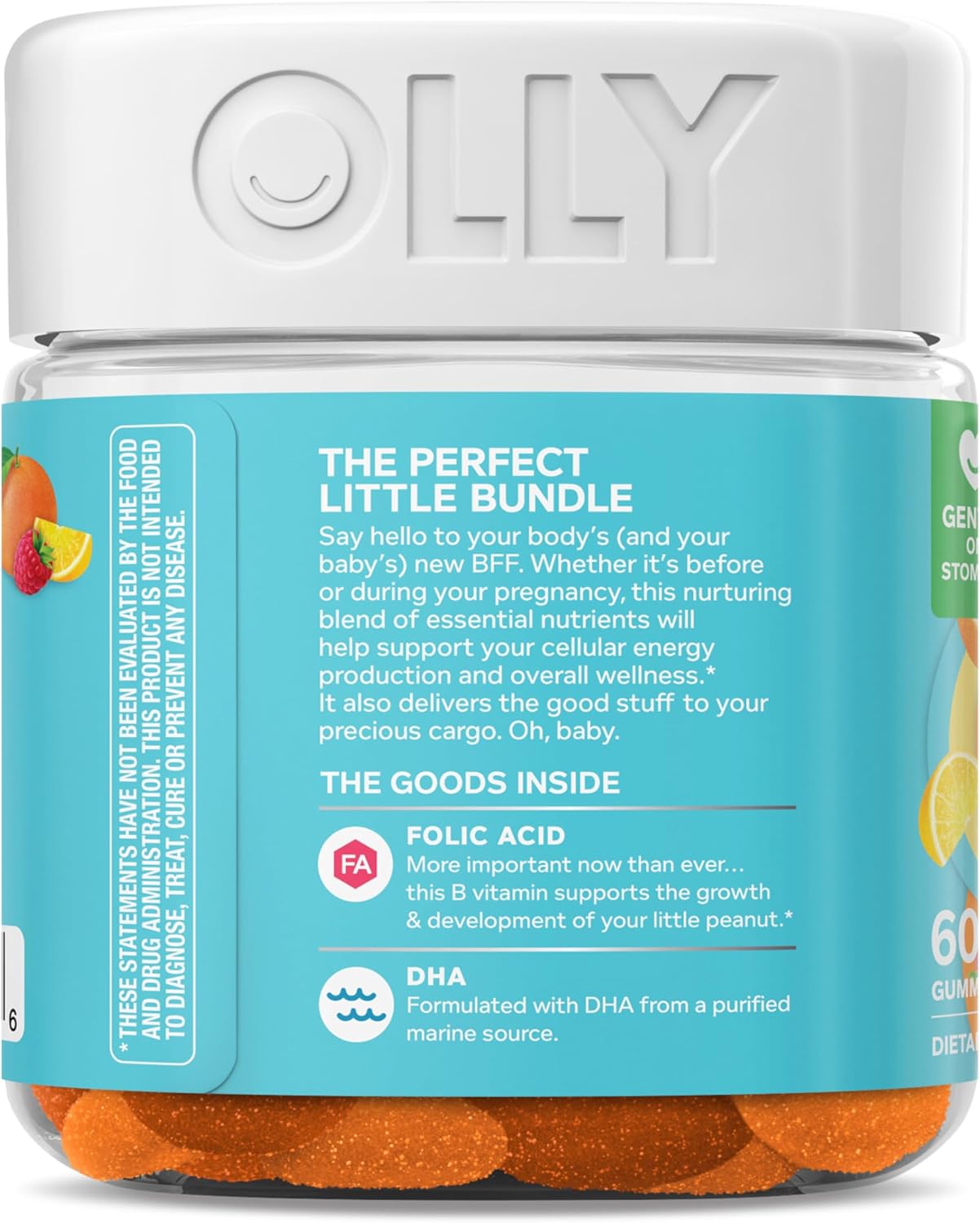 OLLY Prenatal Multivitamin Gummy, Daily Multi Blend for Mommy & Baby, Folic Acid, Omega 3 DHA, Vitamins A & D, Sweet Citrus Flavored, 30 Day Supply - 60 Count - Image 12