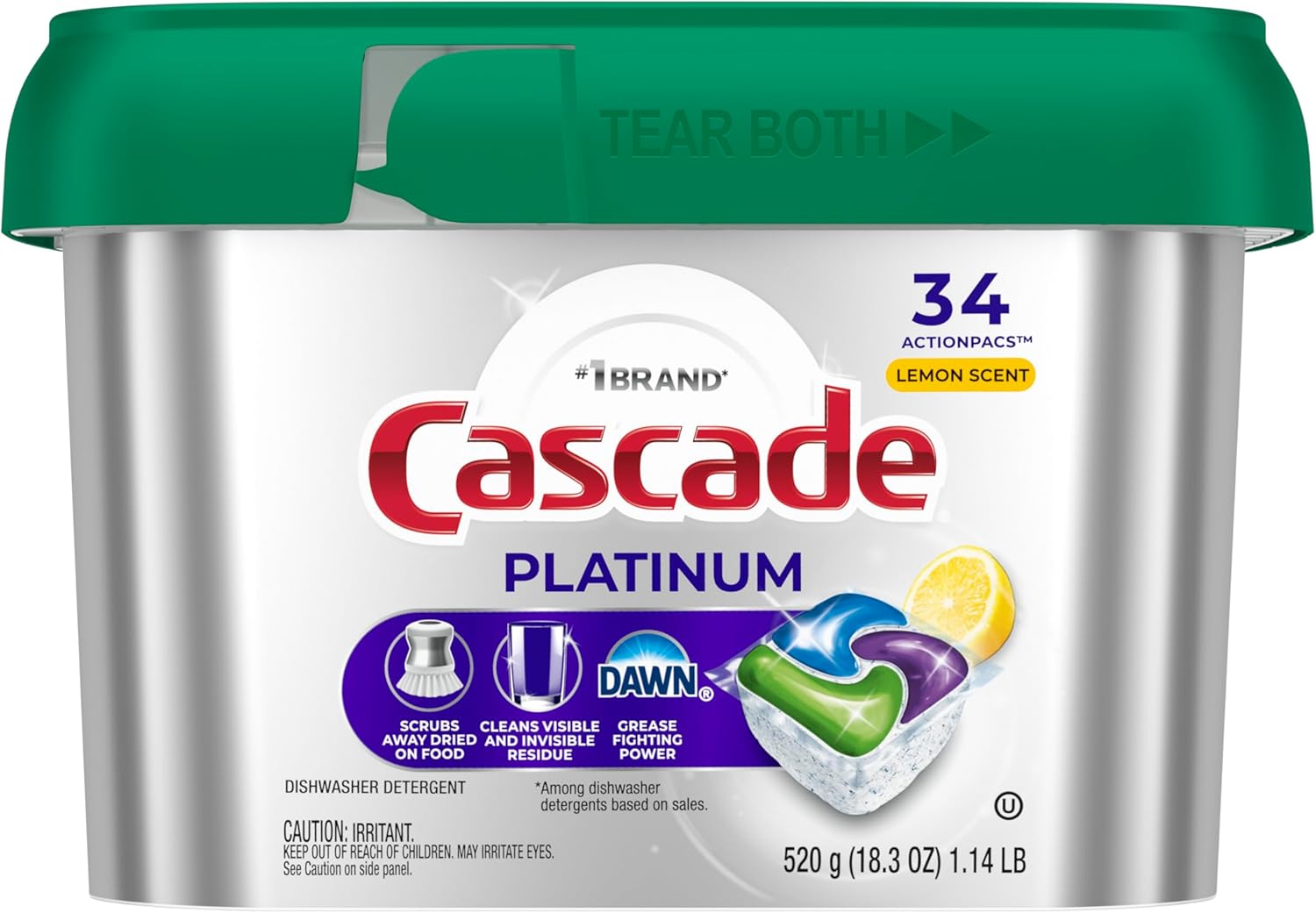 Cascade Platinum Dishwasher Pods, Dishwasher Detergent, Dish Detergent Soap, Lemon, 34 Count - Image 10