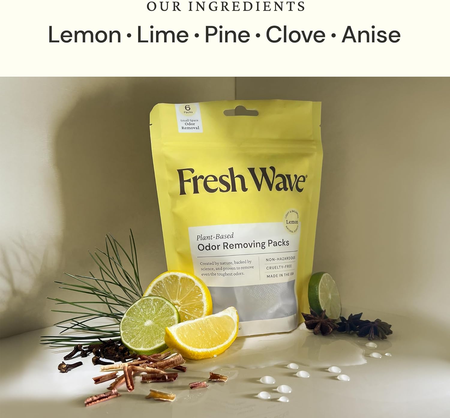 Fresh Wave Lemon Odor Eliminating & Deodorizing Packs | Bag of 6 | Safer Odor Relief for Small Spaces | Natural Plant-Based Odor Eliminator | Odor Absorbers for Home - Image 2