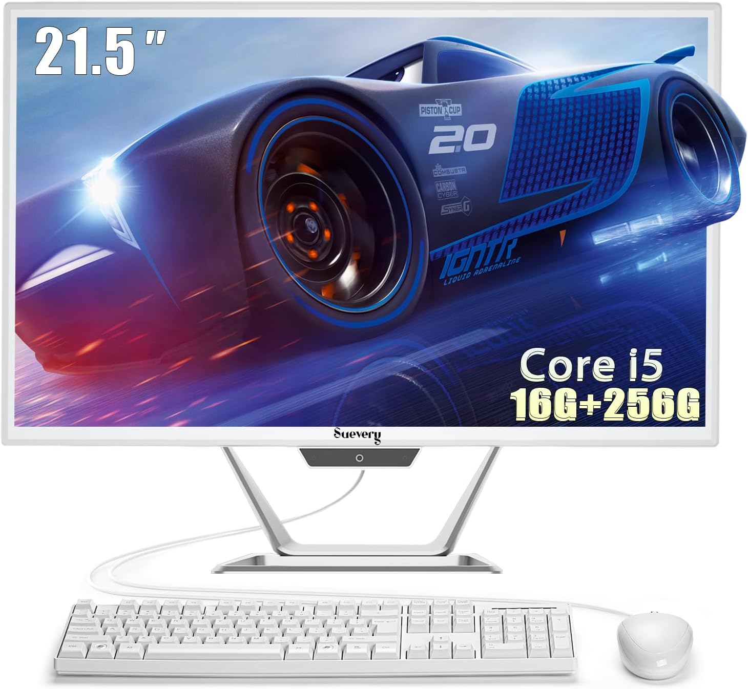 suevery All-in-One Desktop Computer Wi-Fi6 Gaming All in One Business PC White Business AIO Home Office Includes Keyboard & Mouse (I5-16G-256G) - Image 2