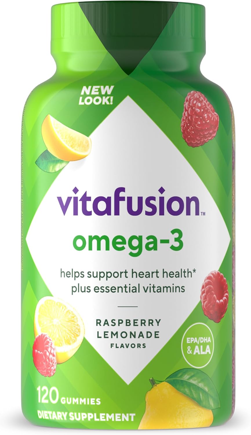 Vitafusion Omega-3 Gummy Vitamins, Berry Lemonade Flavored, Heart Health Vitamins(1) With Omega 3 EPA/DHA and Vitamins A, C, D and E, America’s Number 1 Vitamin Brand, 60 Day Supply, 120 Count - Image 2