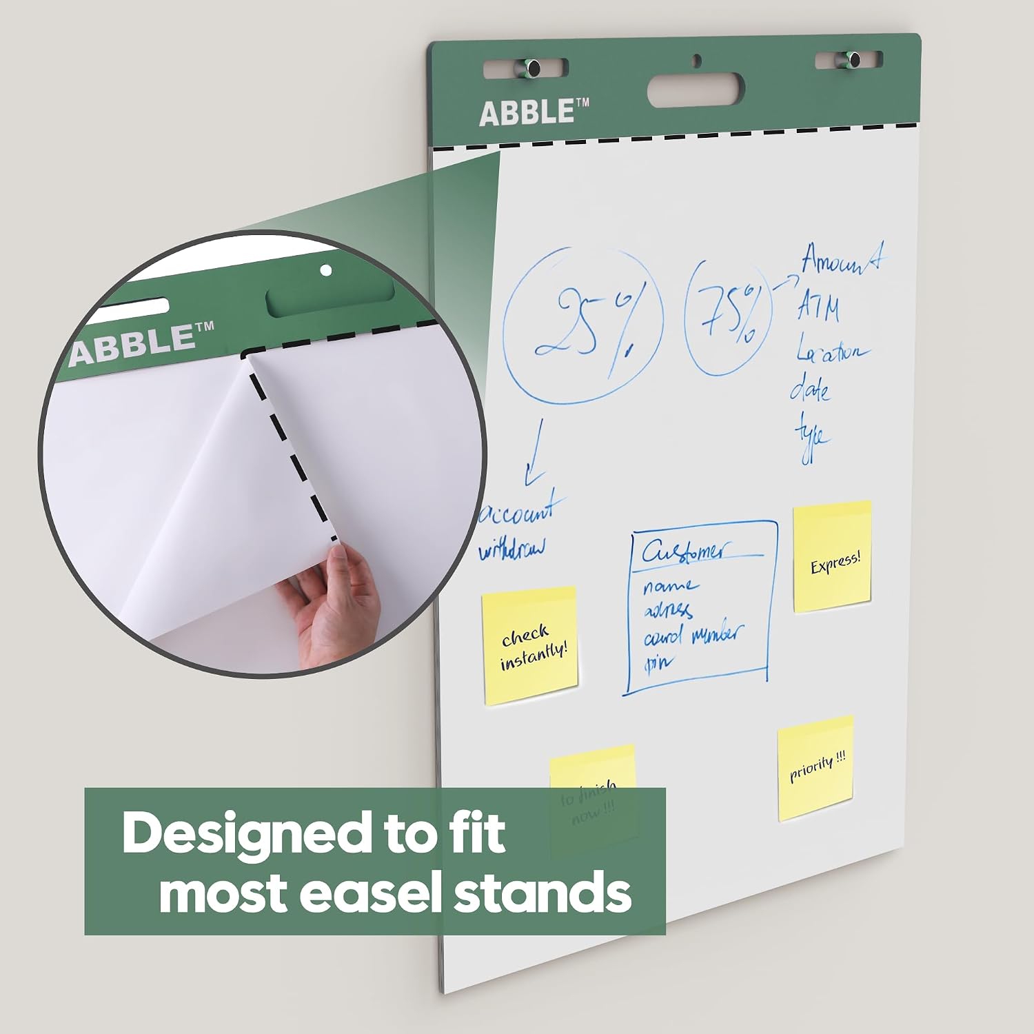Super Sticky Easel Pad, 25 x 30 Inches, 30 Sheets/Pad, 8 Pads/Pack (Green), Large Self Stick Flip Chart Paper for Whiteboards, Premium White Chart Paper for Teachers, Office, and Classroom Supplies - Image 10