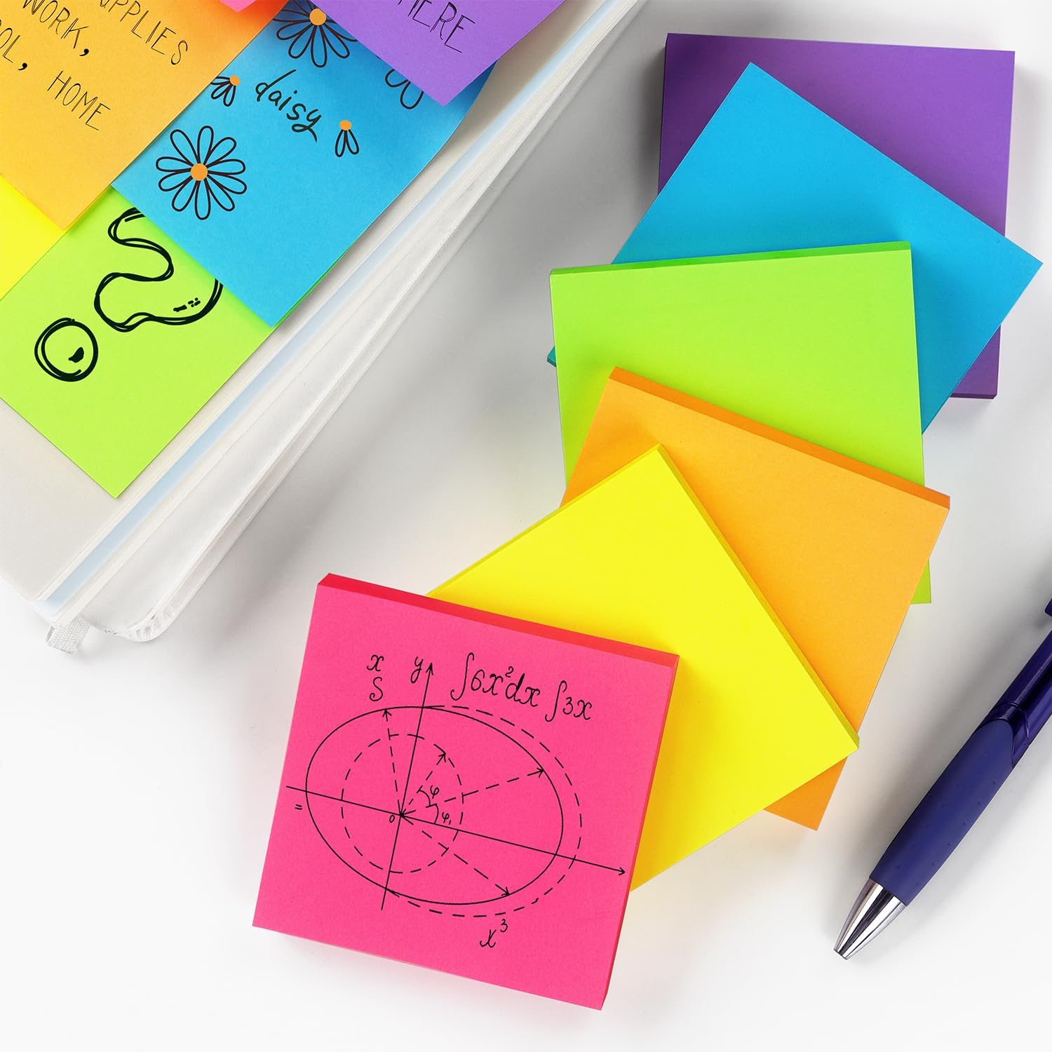 Winner Aura 3x3 Inch Bright Colors Self-Stick Sticky Notes, 6 Pack, 100 Sheets per Pad, Total 600 Sheets - Image 7
