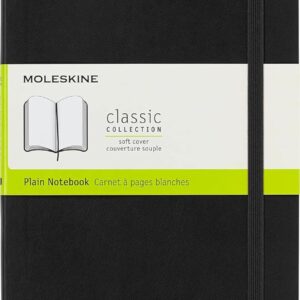 Moleskine Classic Notebook, Soft Cover, Large (5″ x 8.25″) Plain/Blank, Black, 240 Pages