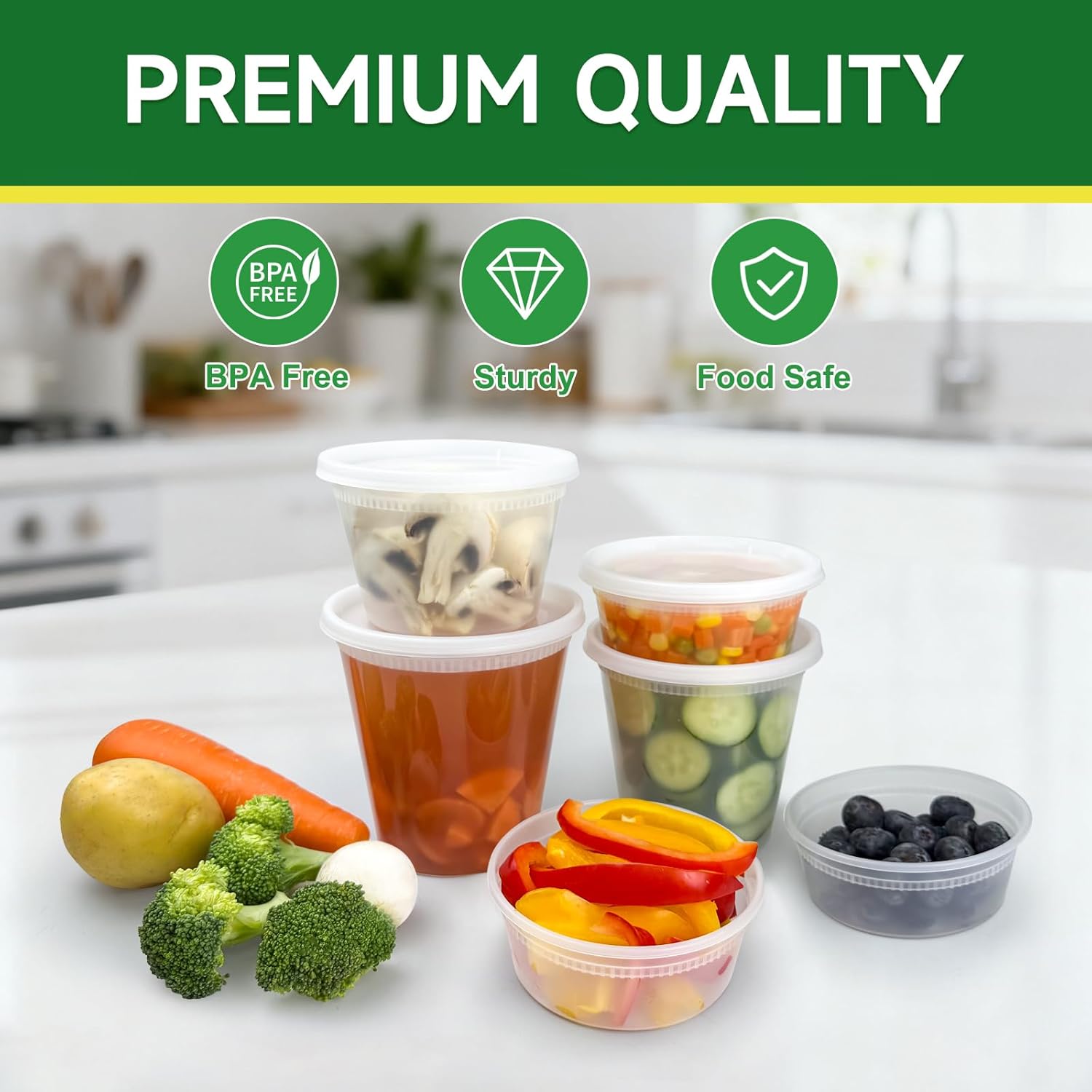 Dealusy 50 Set 32 oz Deli Containers with Lids, Leak-Proof BPA Free Plastic Take Out Bowls, Food Storage Containers for Takeout Meal Prep Storage, Freezer, Microwave & Dishwasher Safe - Image 3