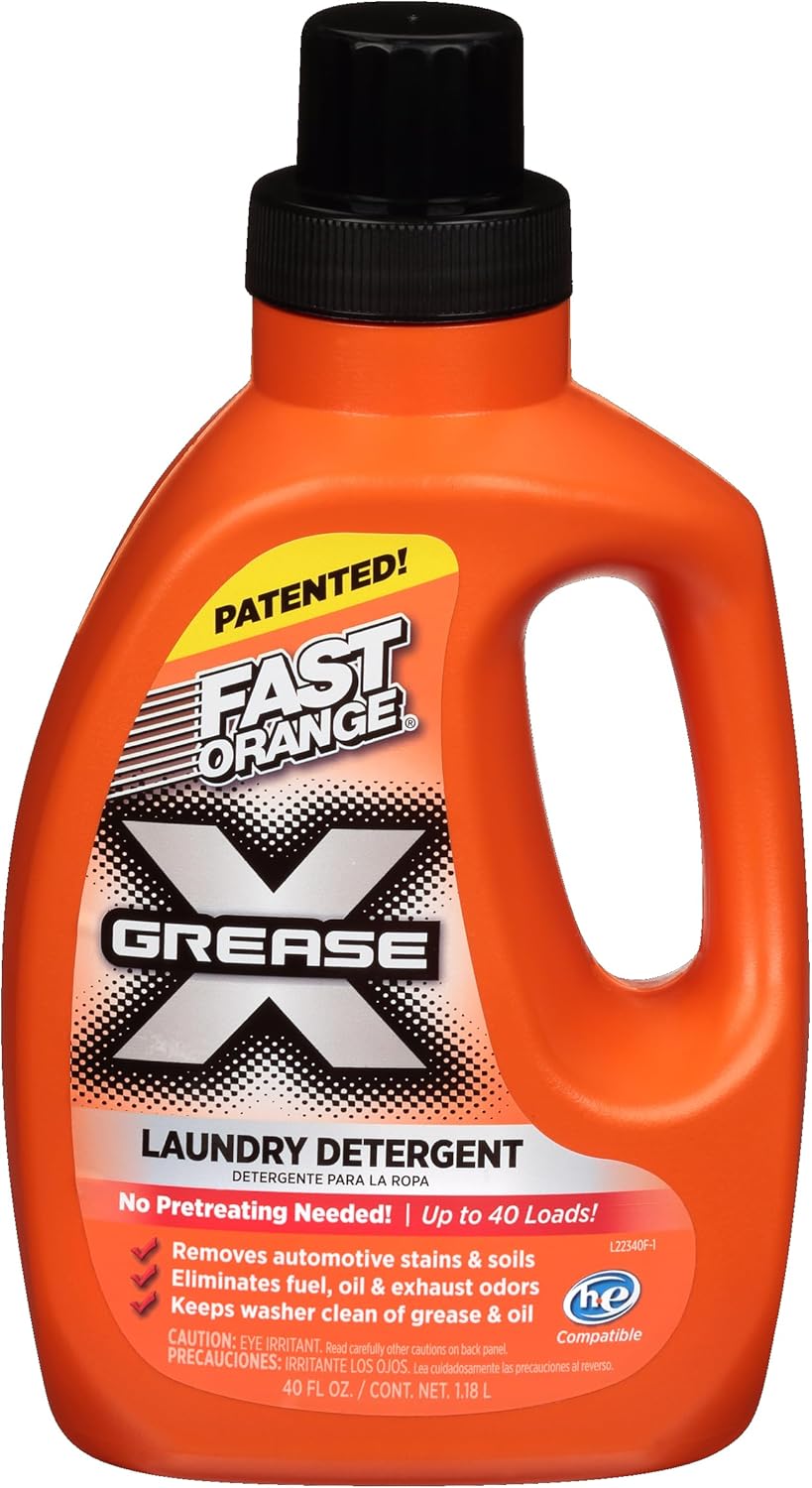 Fast Orange 22340 Fast Orange Grease X Mechanic's Laundry Detergent Liquid, 40 Fl. Oz. Stains, Soils & Odor Eliminator for Clothes, Heavy Duty Formula & Degreaser to Deep Clean Active Wear Clothing - Image 2