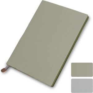 Picoway Sage Green 7×10 Inch Large B5 Softcover Notebook, 200 Pages 100gsm Thick No Bleed Journal with Colored Edges & Metal Pendant Bookmark, Premium PU Leather Aesthetic Desk Notebook for Women